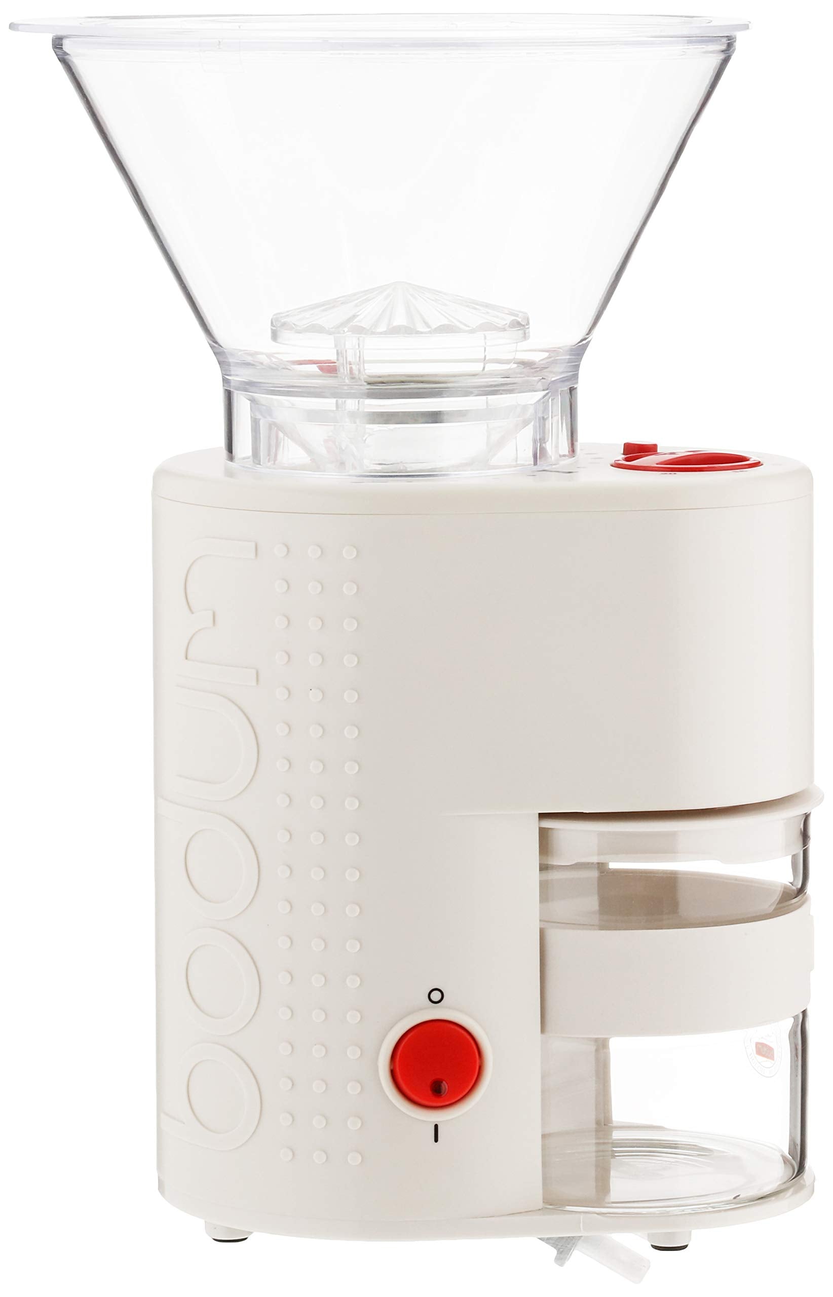 Bodum Bistro Electric Conical Burr Coffee Grinder, Preset Timer, 12 Grind Settings, White