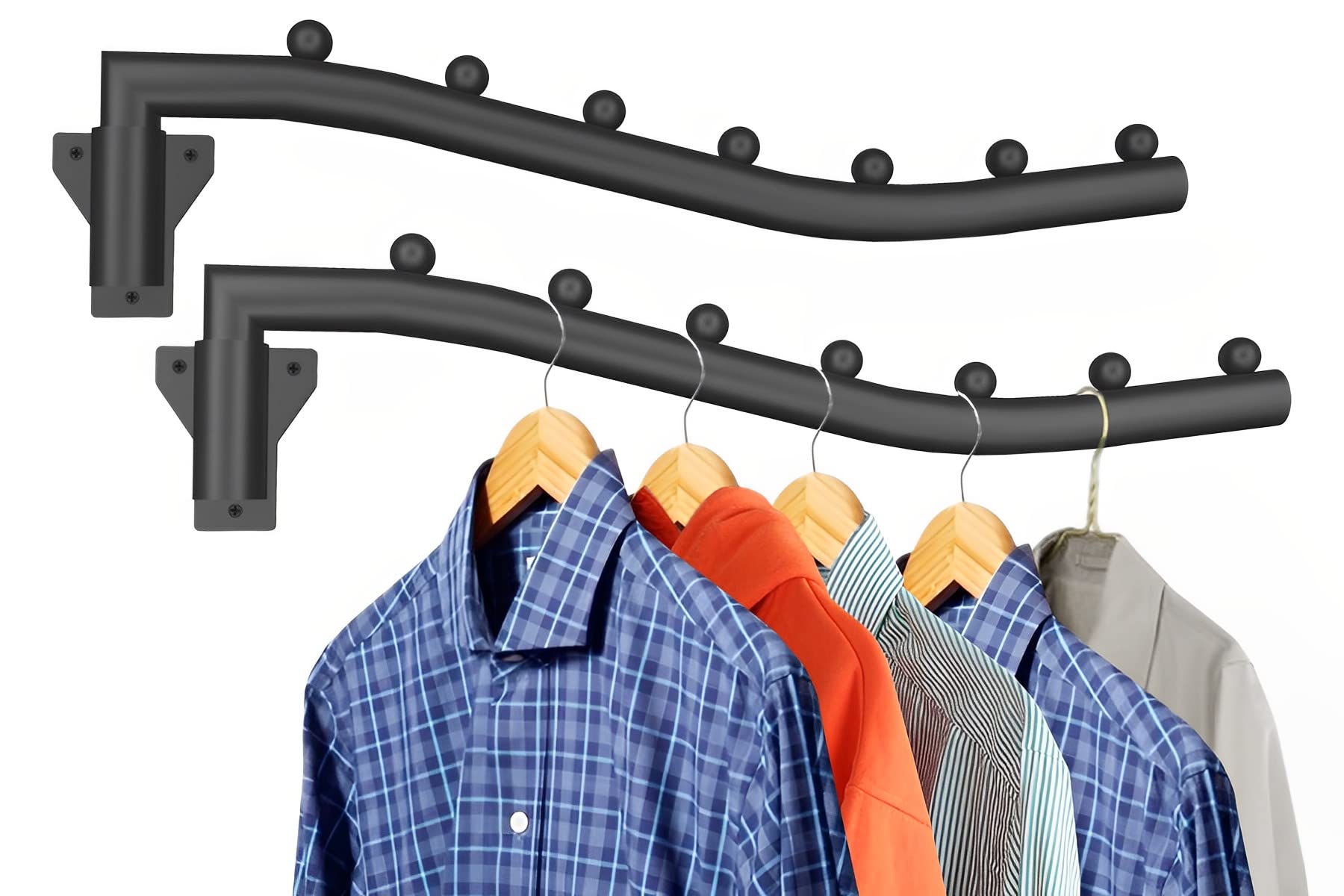 Folding Clothes Hanger Rack Swing Arm Hook Holder Clothing Hanging Garment Drying Closet Rod Storage Organizer Wall Mount Space