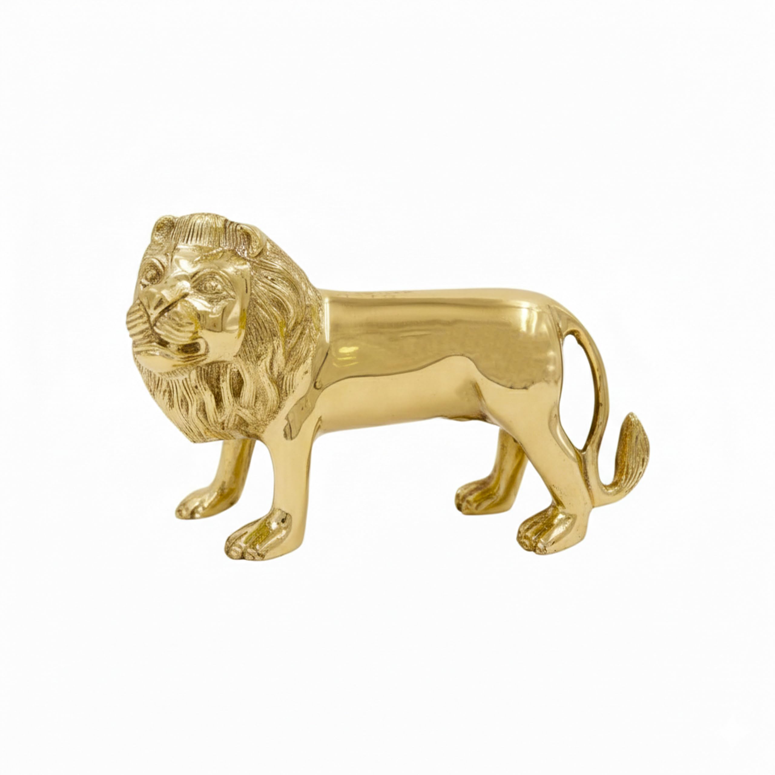 Brongs Brass Lion Statue | Height - 15 Cm Aprrox | Weight - 2450 Gram Approx | Vastu Idol For Home And Office | Zonal Placement 