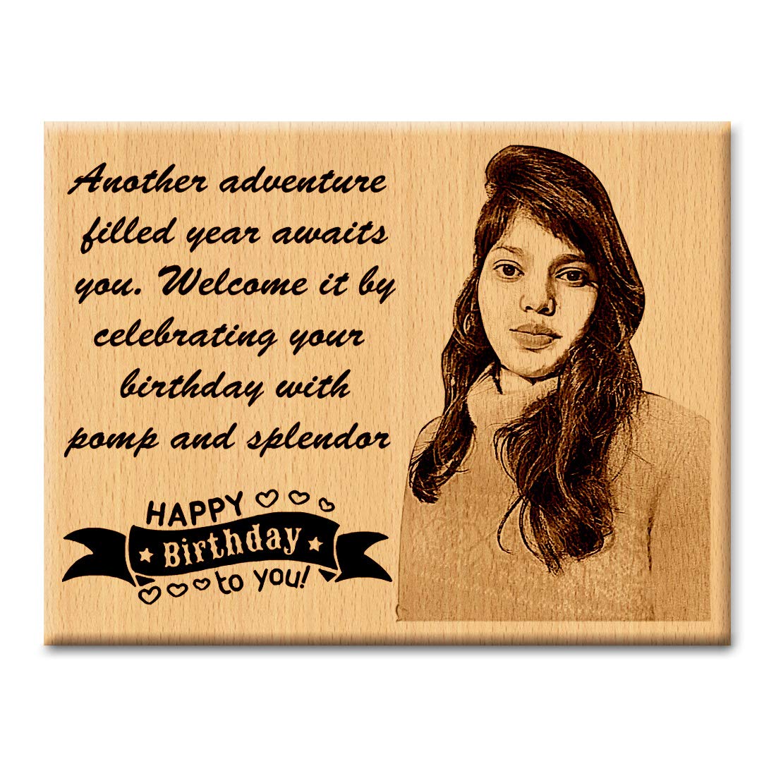 Incredible Gifts India Personalized Wooden Happy Birthday Frame For Girlfriend (10 X 8 Inch) Rectangular, Wall Mount