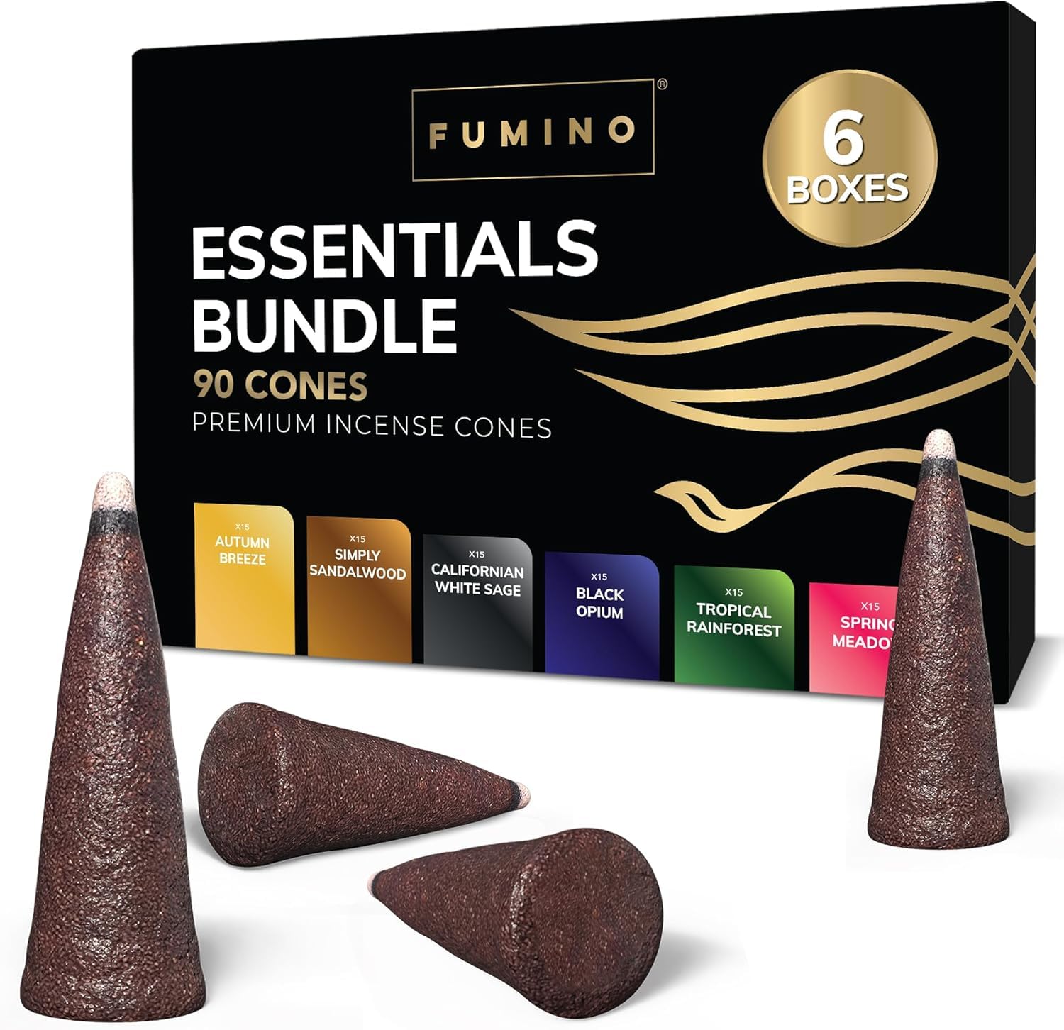 FuminoA Fresh Incense cones Multipack Bundle 6 Boxes 120 cones Masala Agarbatti Joss Scent Fragrance for Relaxation and Meditation  Home and House DAcor