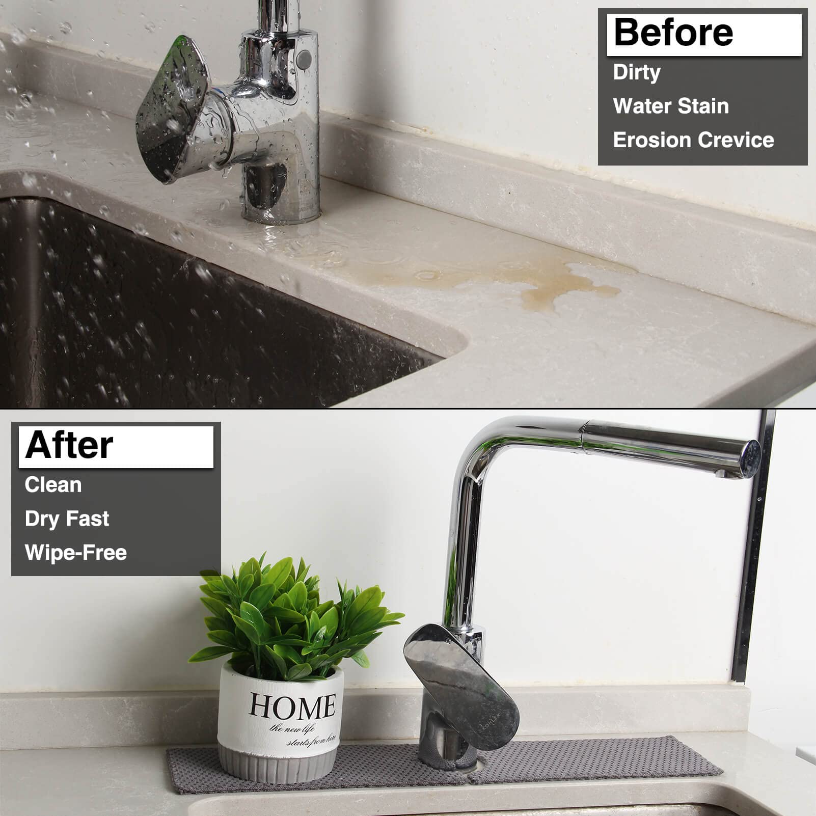 28 ' ' Kitchen Faucet Absorbent Mat  Sink Splash Guard  Microfiber Faucet Handle Drip Catcher  Kitchenguard Tray  Water Drying Pads Behind Faucet  Counter Protector for Kitchen  Bathroom  and RV Faucet