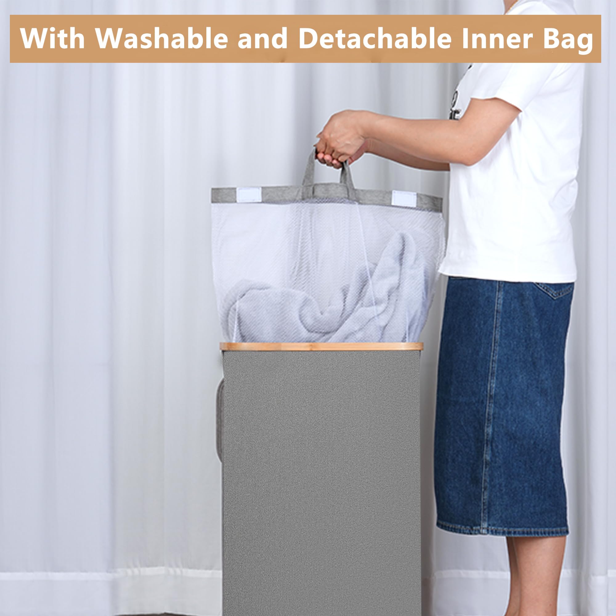 Iegrow Laundry Basket With Wheels (Grey), 110L Mit Rdern, Gray