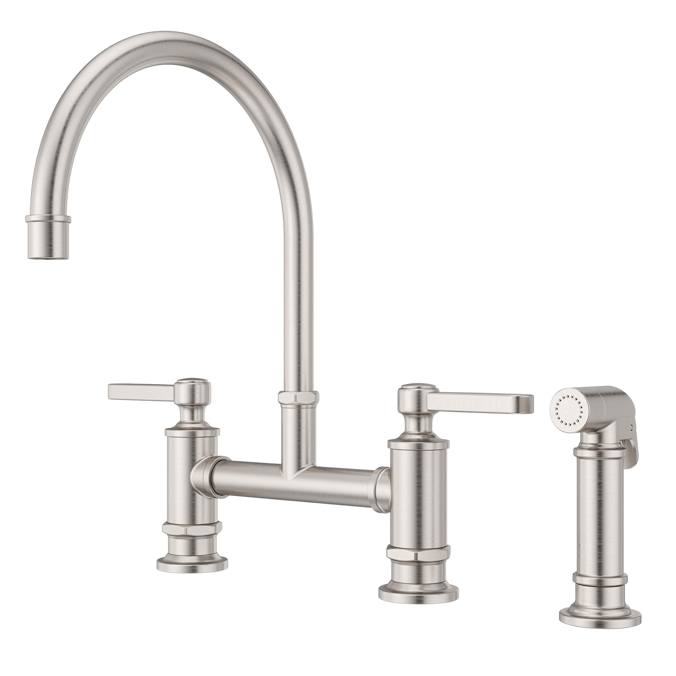 Pfister LG31-TDS Port Haven Kitchen Bridge Faucet with Side Sprayer, Stainless Steel
