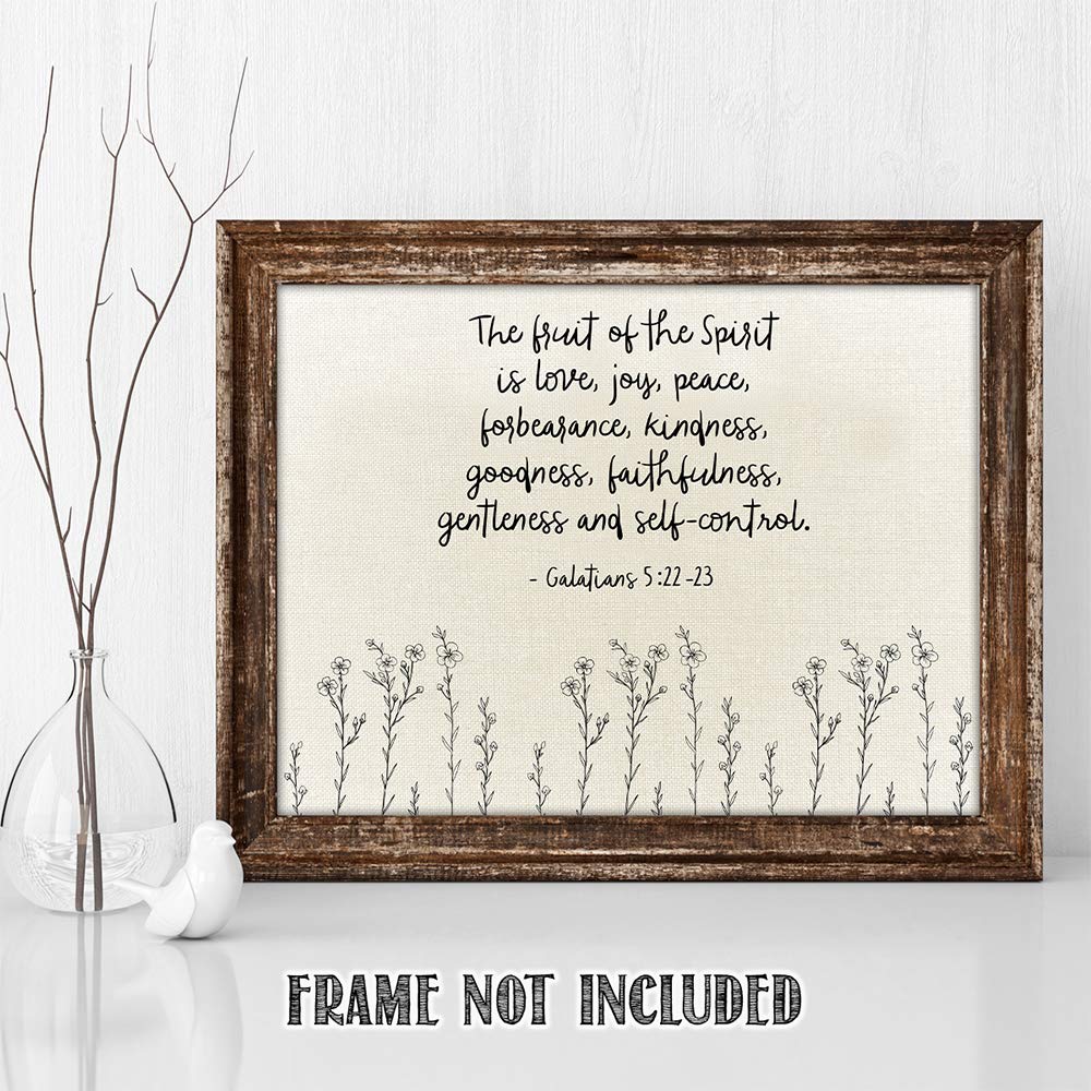 Tj Originals Galatians 5:22-23'' The Fruit Of The Spirit Is. Bible Verse Wall Print- Unframed 11 X 14 Sepia Print - Inspirationa