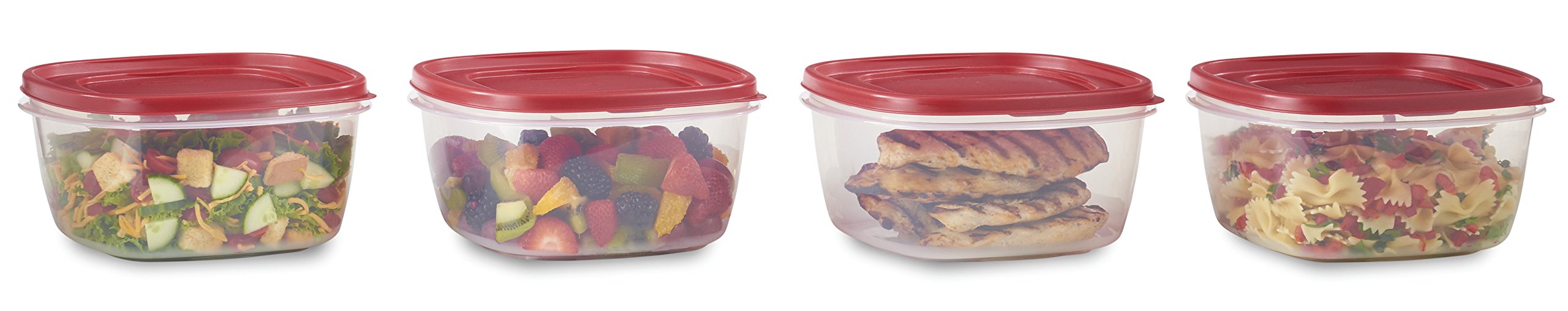 Rubbermaid Easy Find Lids Food Storage Container, 14 Cup, 4-Pack, Red
