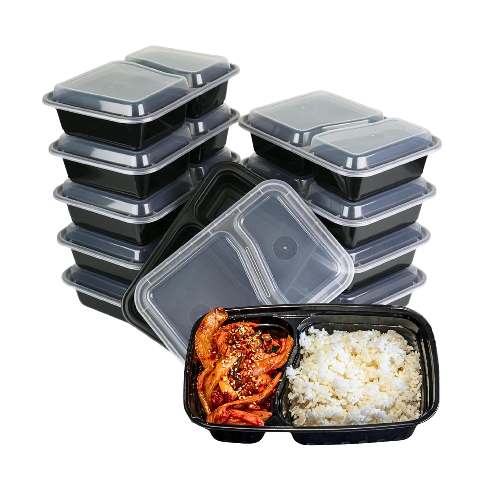 Green Direct Lunch Box Sets/Large Food Container With Lid / 2 Compartment Bento Box, Microwaveable, Freezer & Dishwasher Safe, L
