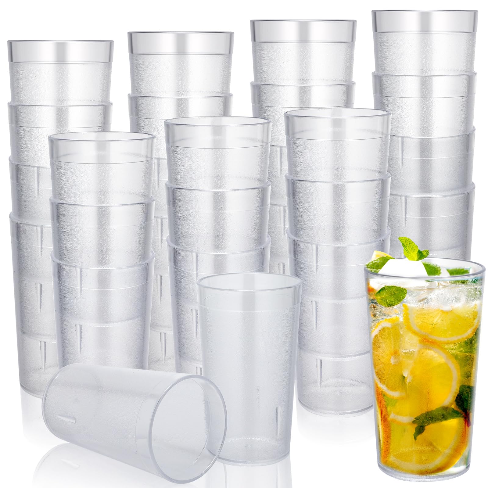 Sumind 24 Pack 12 oz Tumblers Reusable Plastic Cup Clear Restaurant Cups