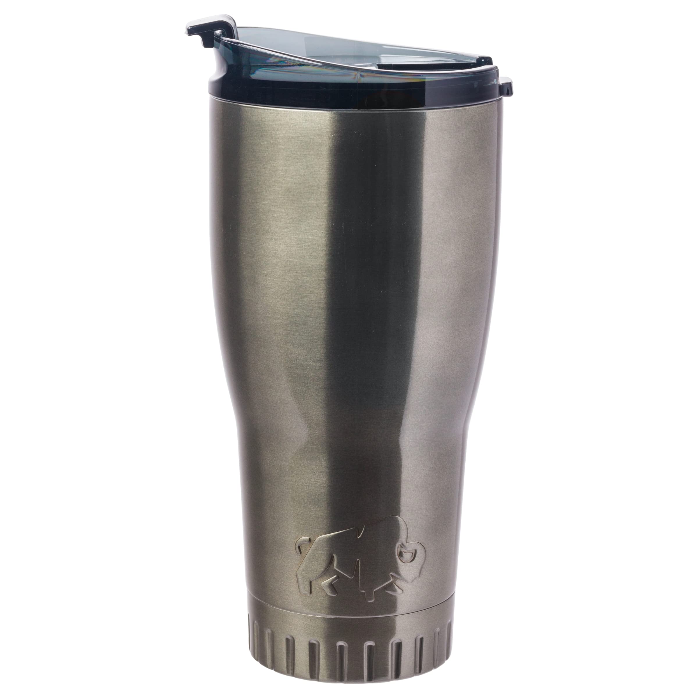 Silver Buffalo Double Walled Vacuum Insulated Stainless Steel Tumbler With Flip Top Lid Keeps Hot And Cold, Travel Coffee Mug Le