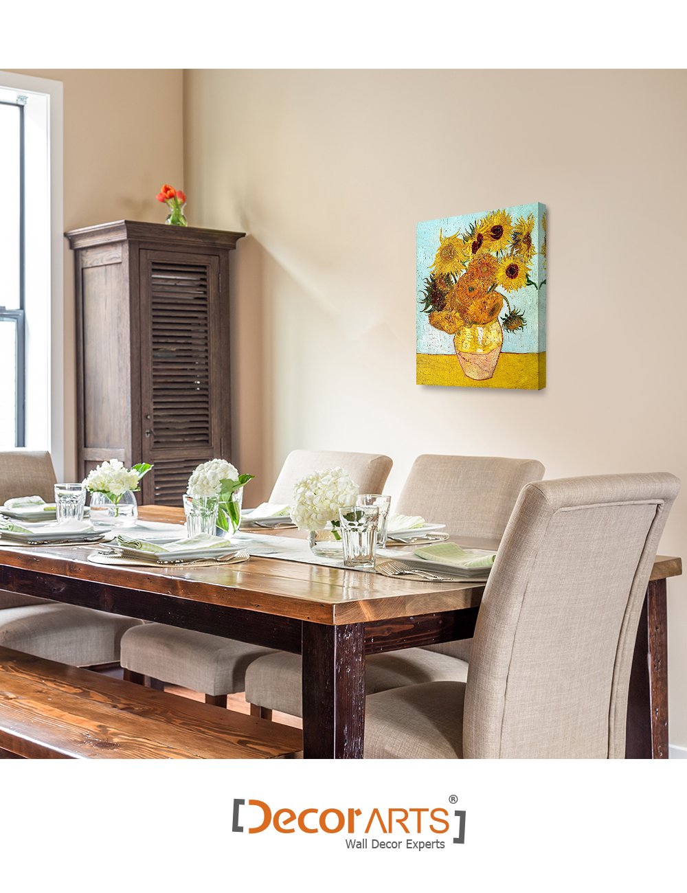 Decorarts - Twelve Sunflowers, Vincent Van Gogh Art Reproduction. Giclee Canvas Prints Wall Art For Home Decor 16X20, Depth 1.5