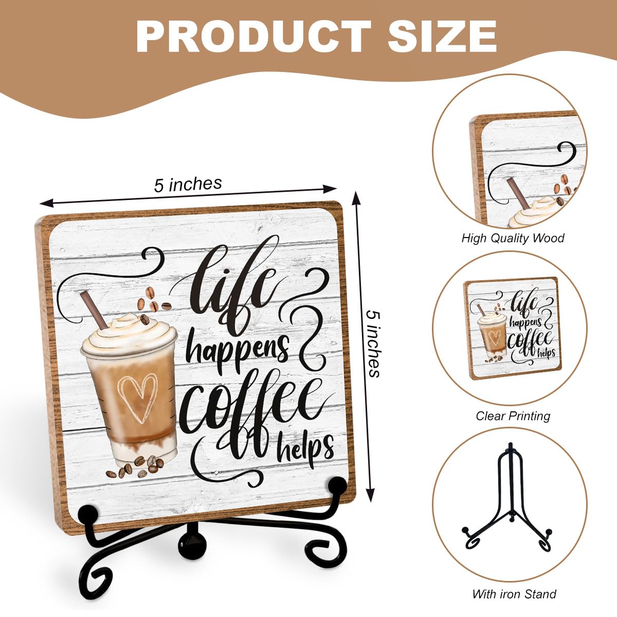 Coffee Lover Gifts for Women Men, Funny Coffee Bar Accessories, Table Decorations Supplies, Desk Shelf Cubicles for Bar Decorati