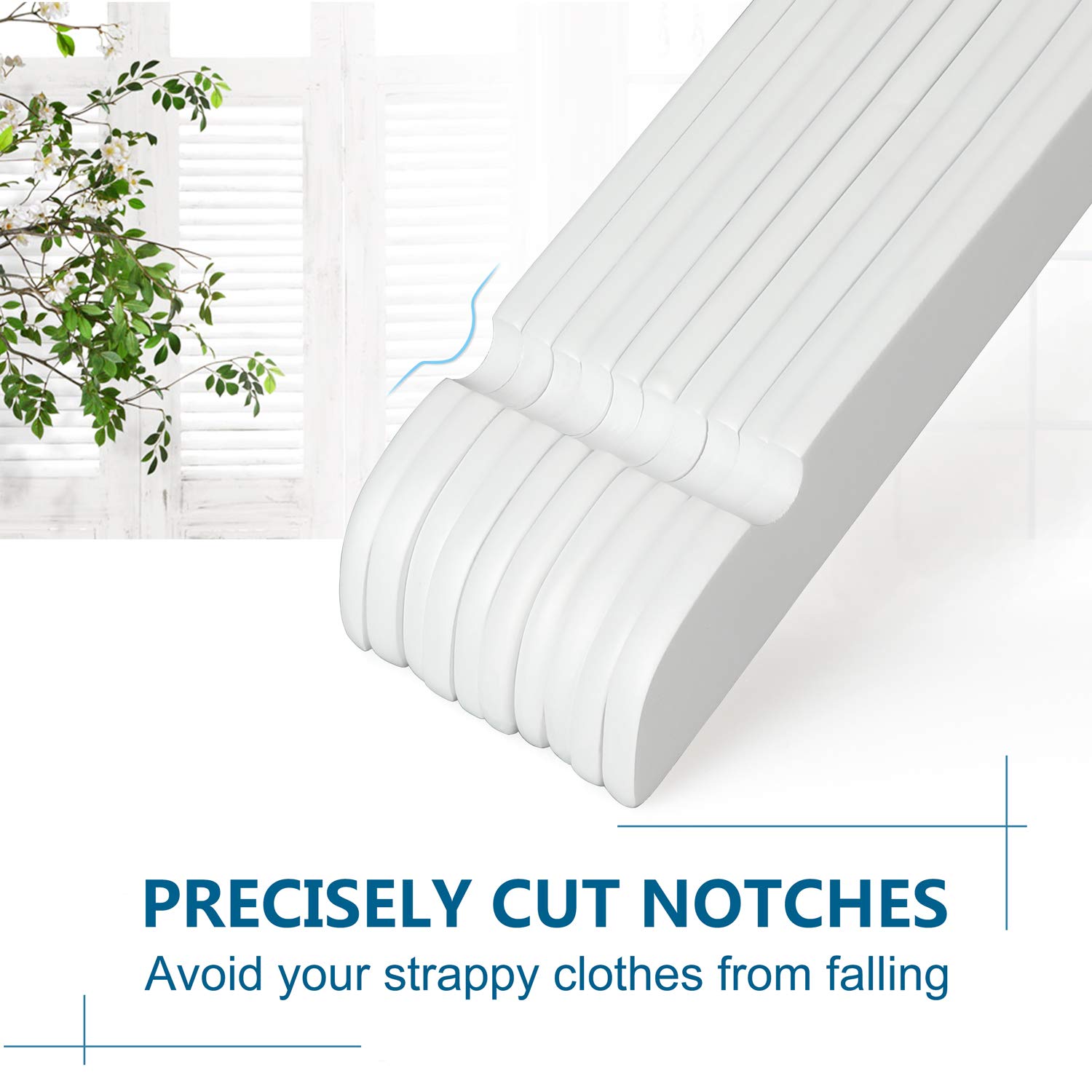 Topia Hanger White Wooden Hangers 10 Pack, 0.28 Inch Slim Wood Clothes Hanger With Flat Design And Smooth Notches, Lightweight&D