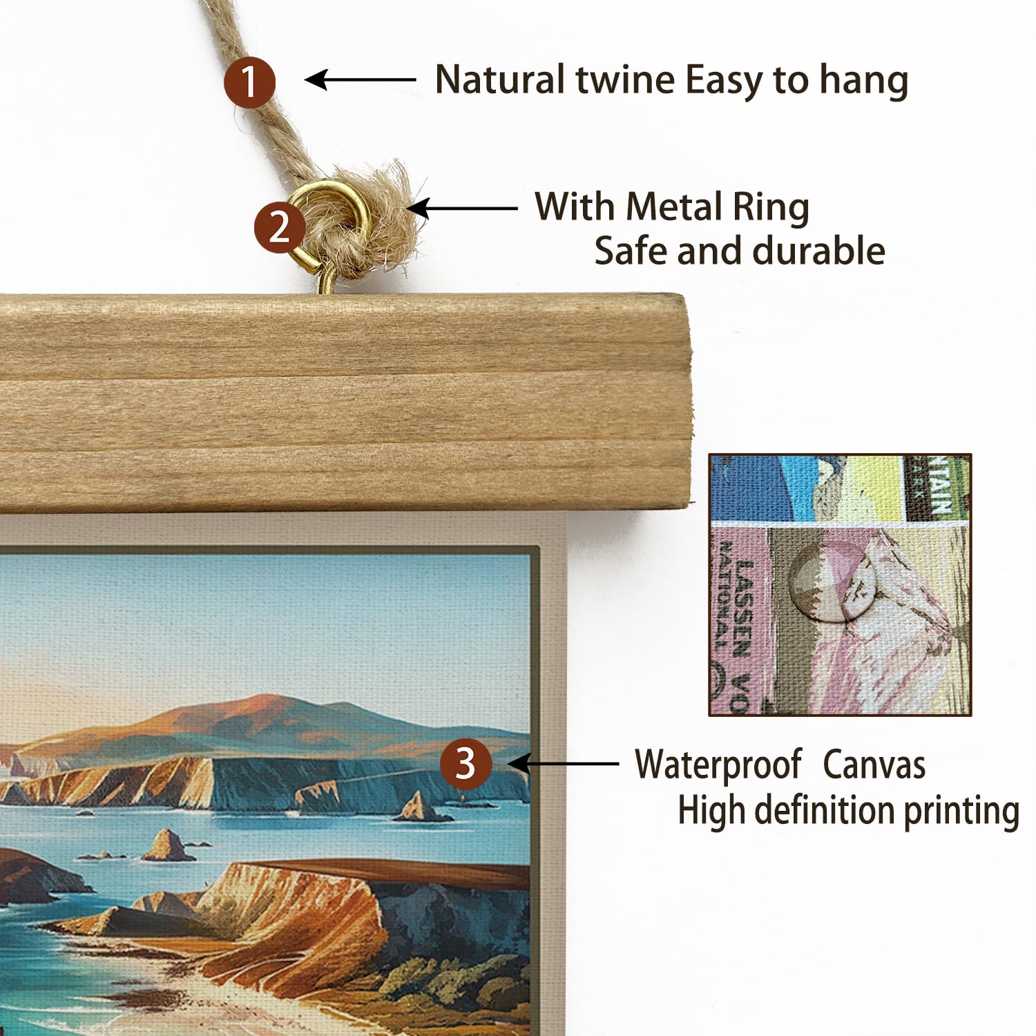 Xiaoaika Vintage Channel Islands National Park Travel Poster With Wooden Scroll Frame - Living Room, Bedroom, Home, Office Retro