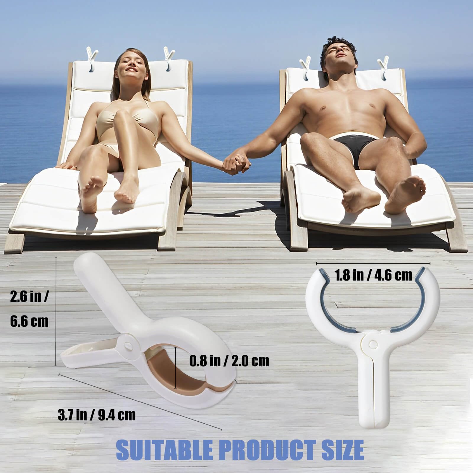 Beach Towel Clips For Beach Chairs Cruise 8 Pack, Heavy Duty Large Sun Lounger Towel Holder Clip Clothes Pegs Pin Quilt Drying W