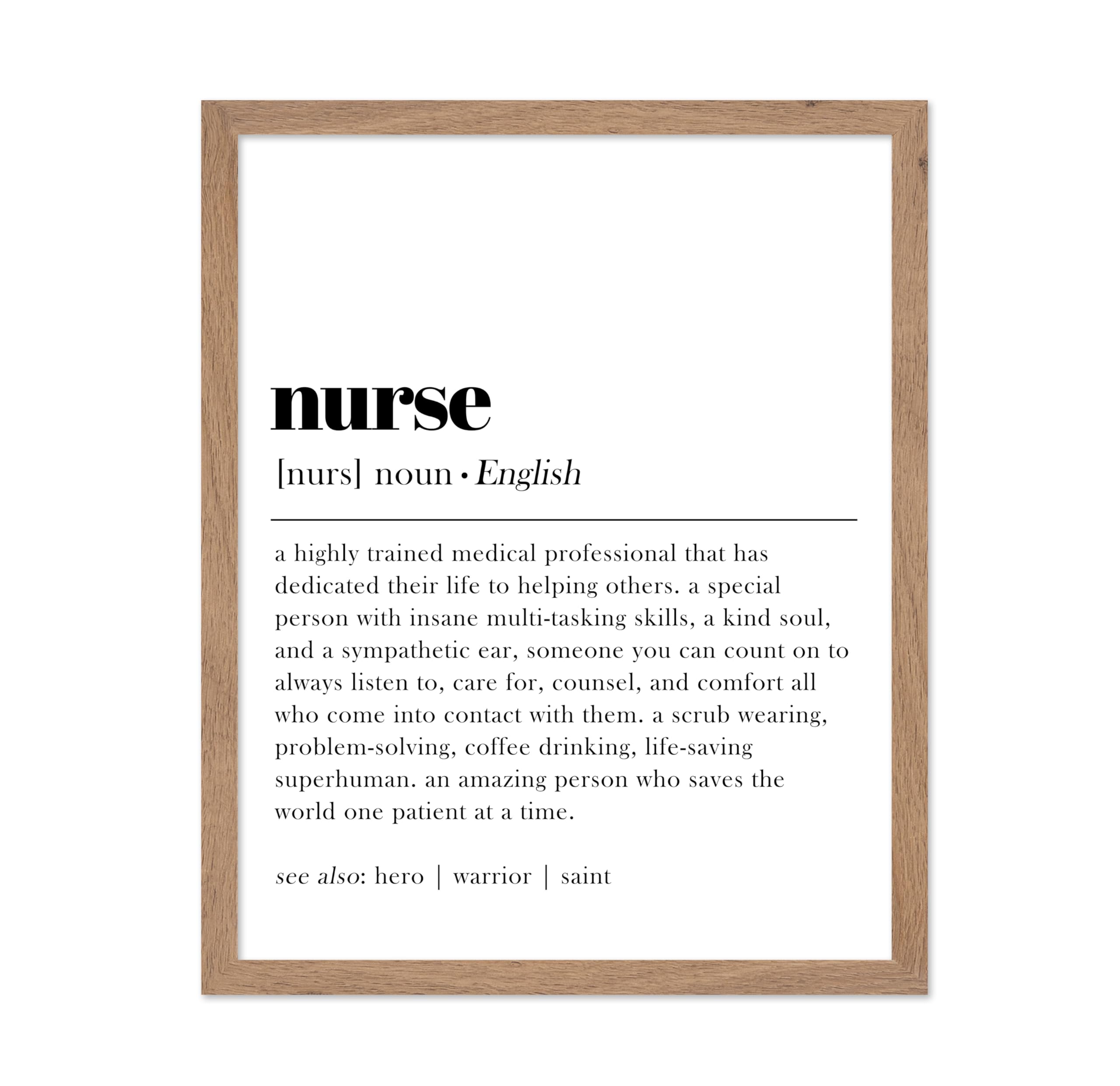 Poster Master Typography Poster - Dictionary Print - Nurse Definition, Amazing Person Who Saves the World, Hero, Saint - Gift fo