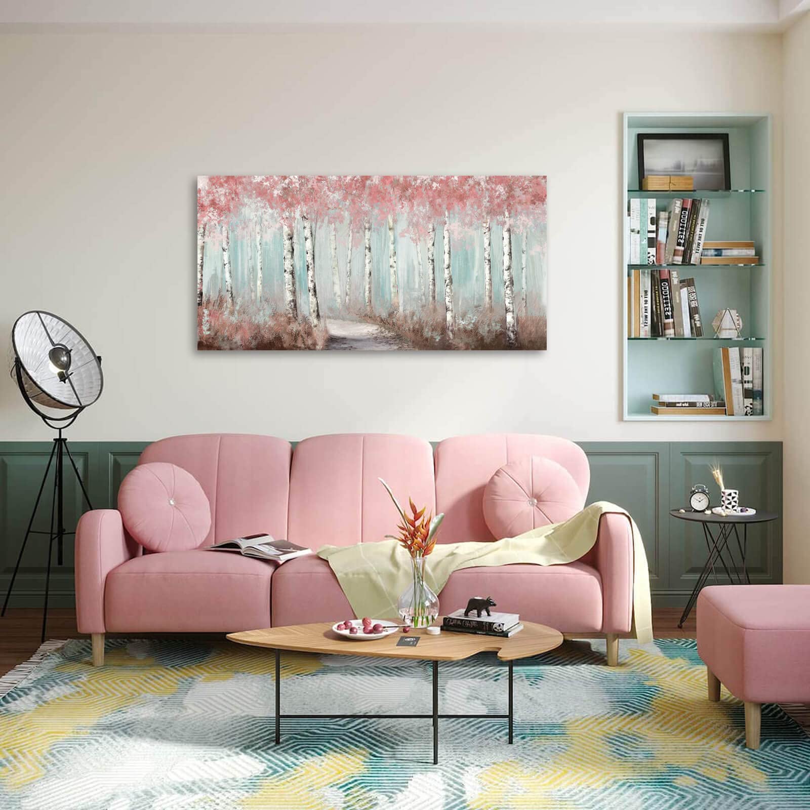 Botanical Wall Art For Girls Room Pink Tree Wall Decor Plant Pictures Wall Art Bedroom Decor For Women Graffiti Wall Paintings L