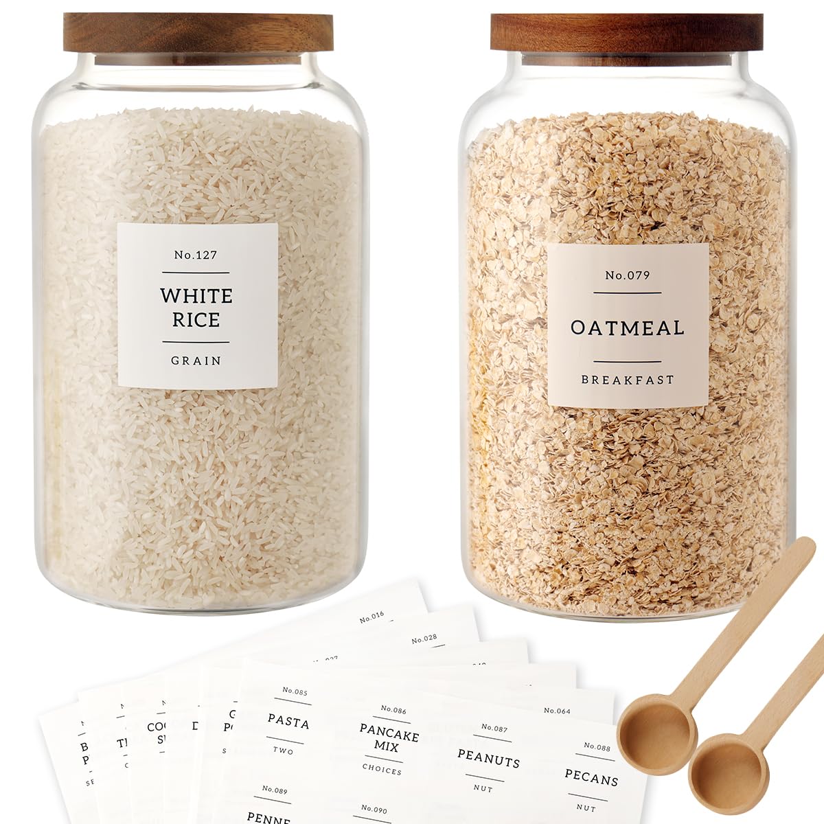 Czszyghbao 2 Pcs Large Glass Jar With Airtight Lid, Glass Food Storage Jars For Tea,Spice,Cereal, Egg,Flour,Coffee And More(98 F