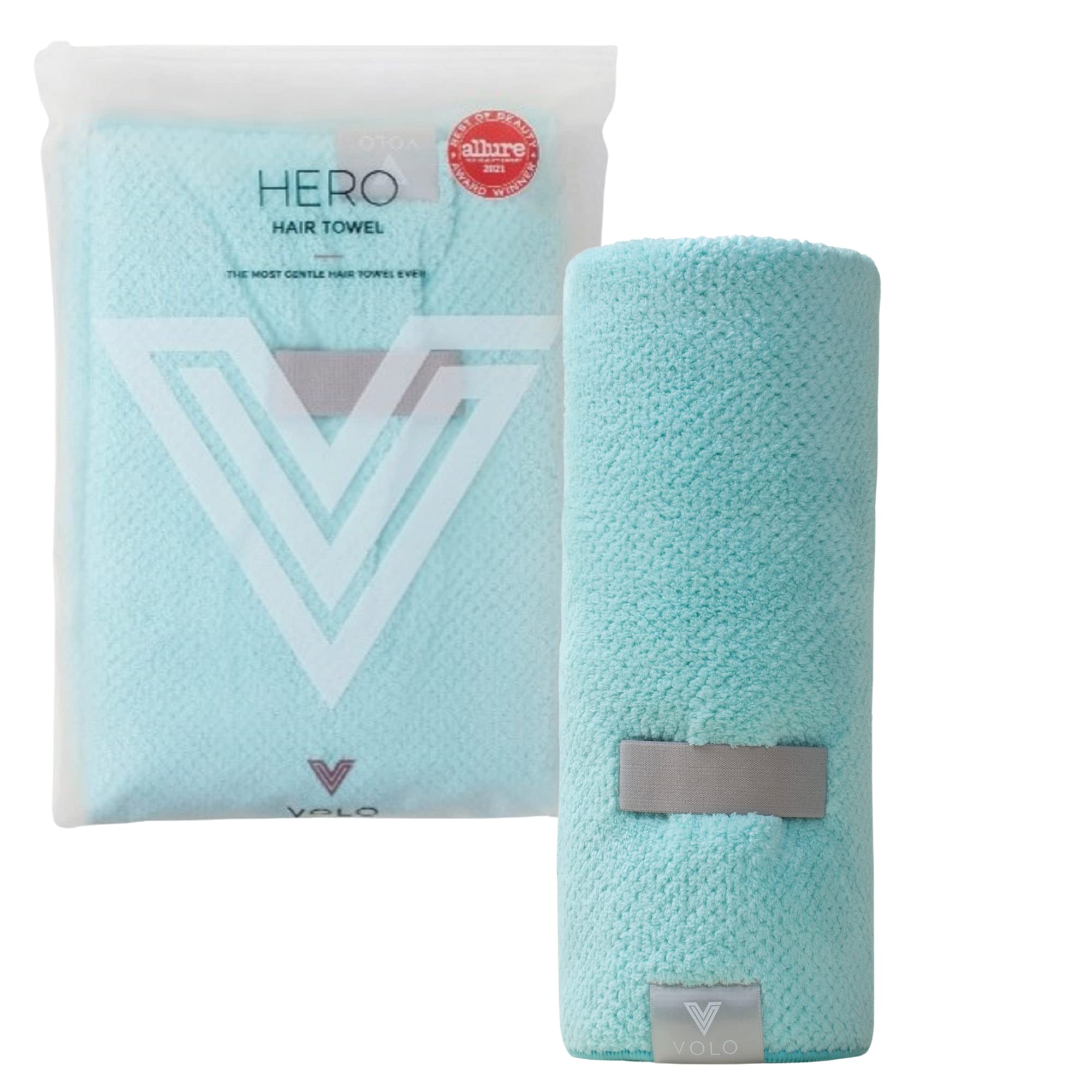 VOLO Hero Capri Blue Hair Towel | Ultra Soft, Super Absorbent, Quick Drying Nanoweave Fabric | Reduce Dry Time by 50% | Towel Wr