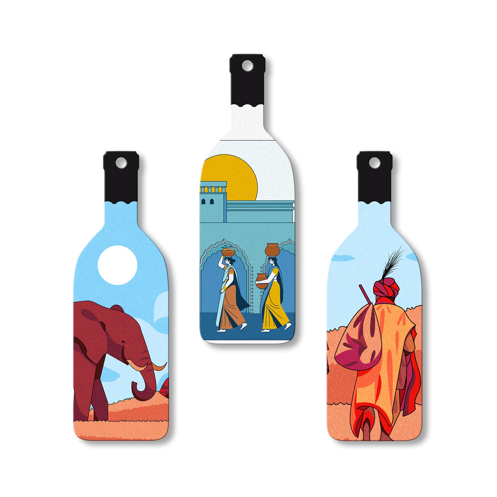 Artvibes Modern Abstract Art Decor Bottle Shaped Wooden Wall Hanging | Living Room | Wall Art Paintings | Wall Illustrations | G