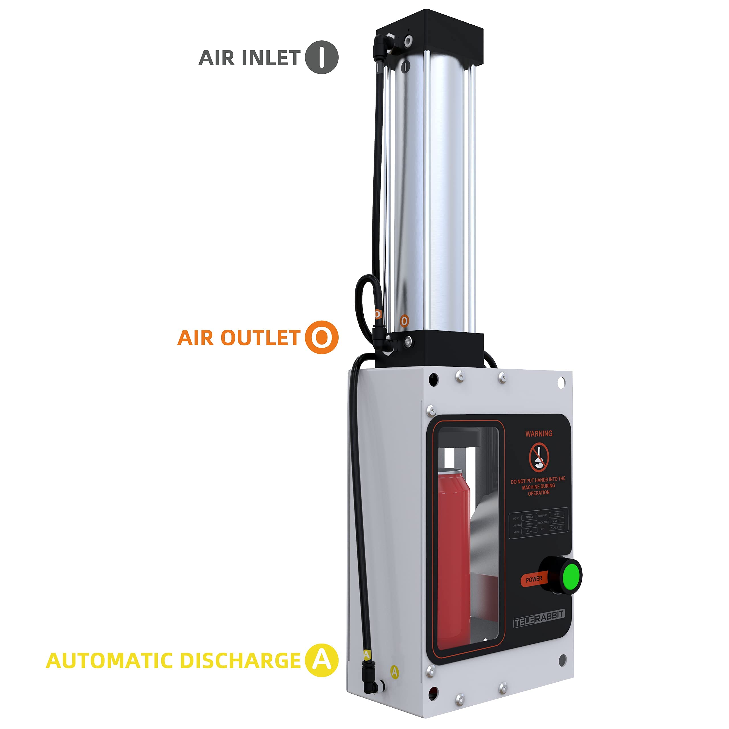 12Oz/16Oz Pneumatic Can Crusher, Aluminum Can Crusher For Recycling, Wall Mounted Can Smasher, Automatic Discharge After Crushed