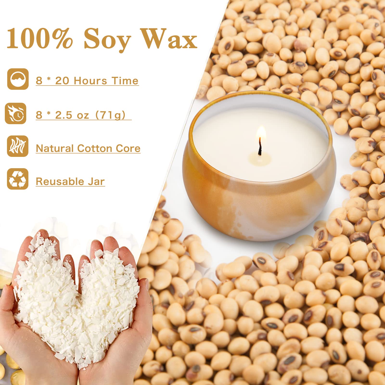 Scented Candles Gifts for Women, 8 Pack Candles for Home Scented, Soy Scented Candles for Home, Aromatherapy Candle Gifts Set fo