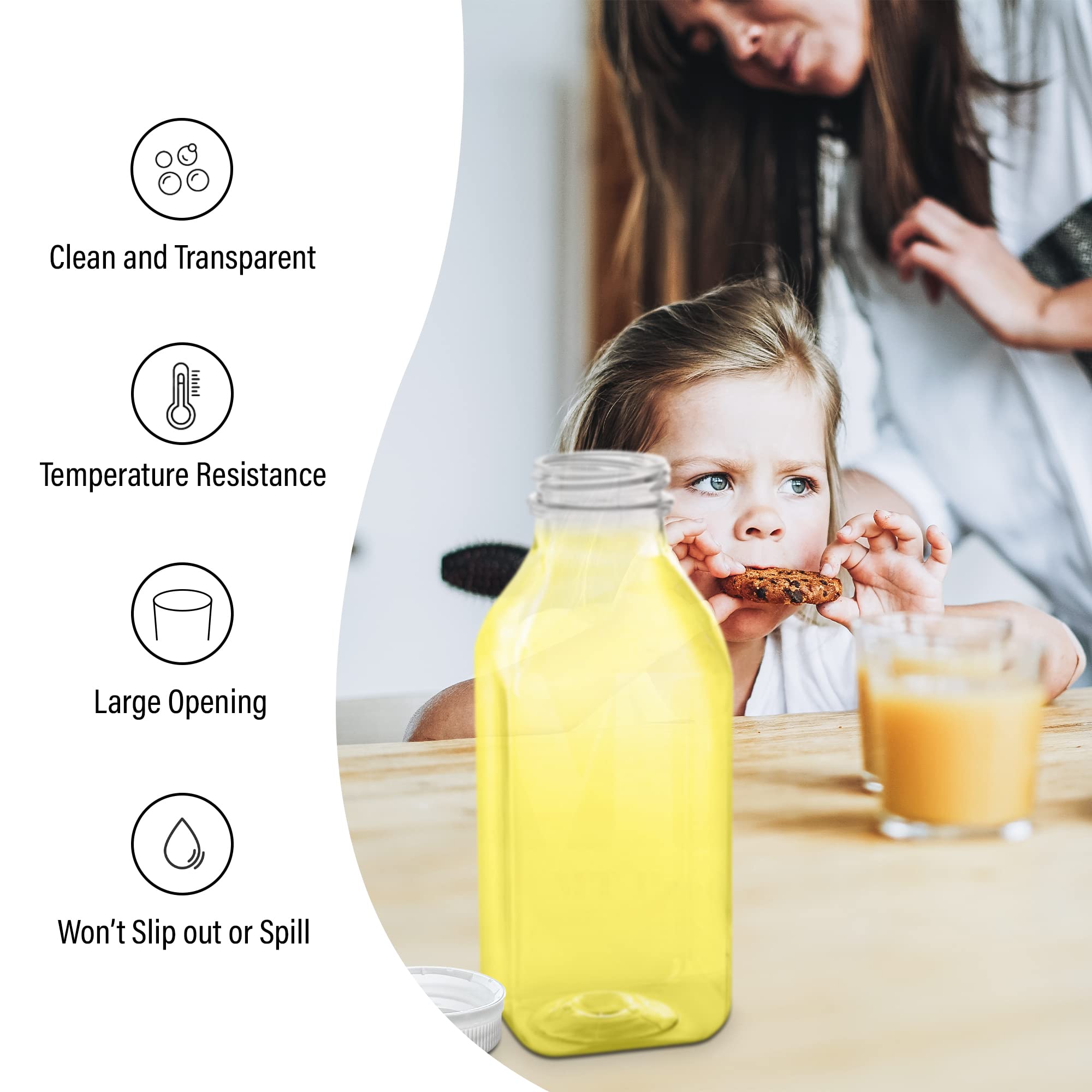 Mt Products 32 Oz. / 1 Quart Empty Clear Pet Plastic Juice Bottles With Tamper Evident Caps By Am Bottle Supply - Set Of 8 Bottl