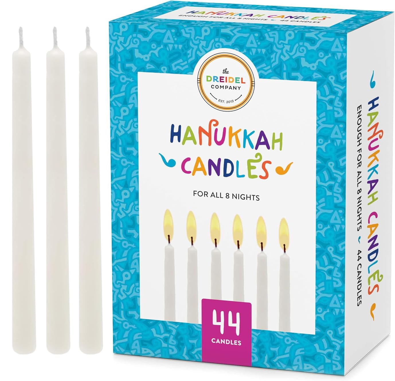 The Dreidel Company Menorah Candles Chanukah Candles 44 White Hanukkah Candles for All 8 Nights of Chanukah (Single)