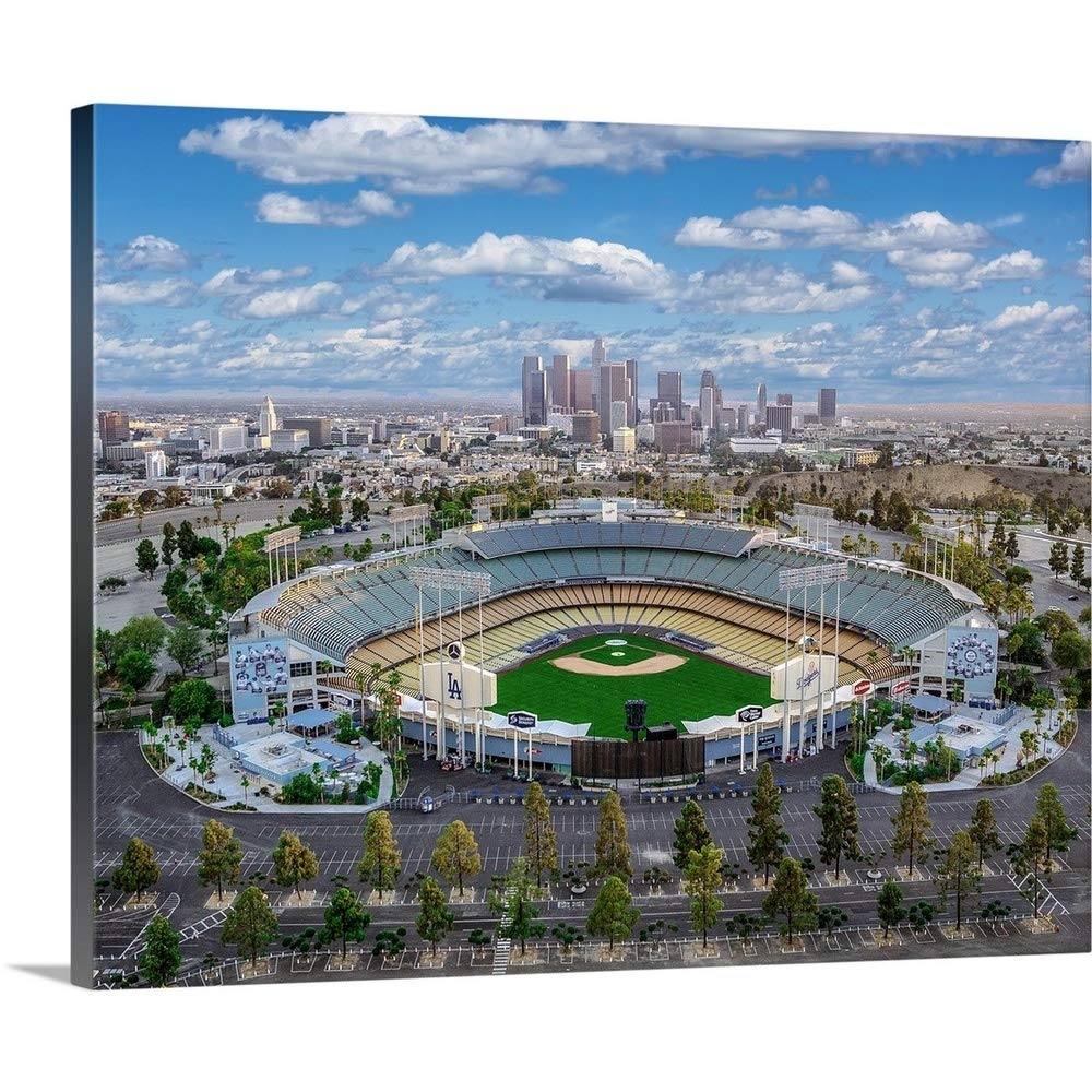 Canvas On Demand Los Angeles Dodger Stadium Canvas Wall Art Print By Copterpilot Photography, Fine Art Photography, Home Decor,