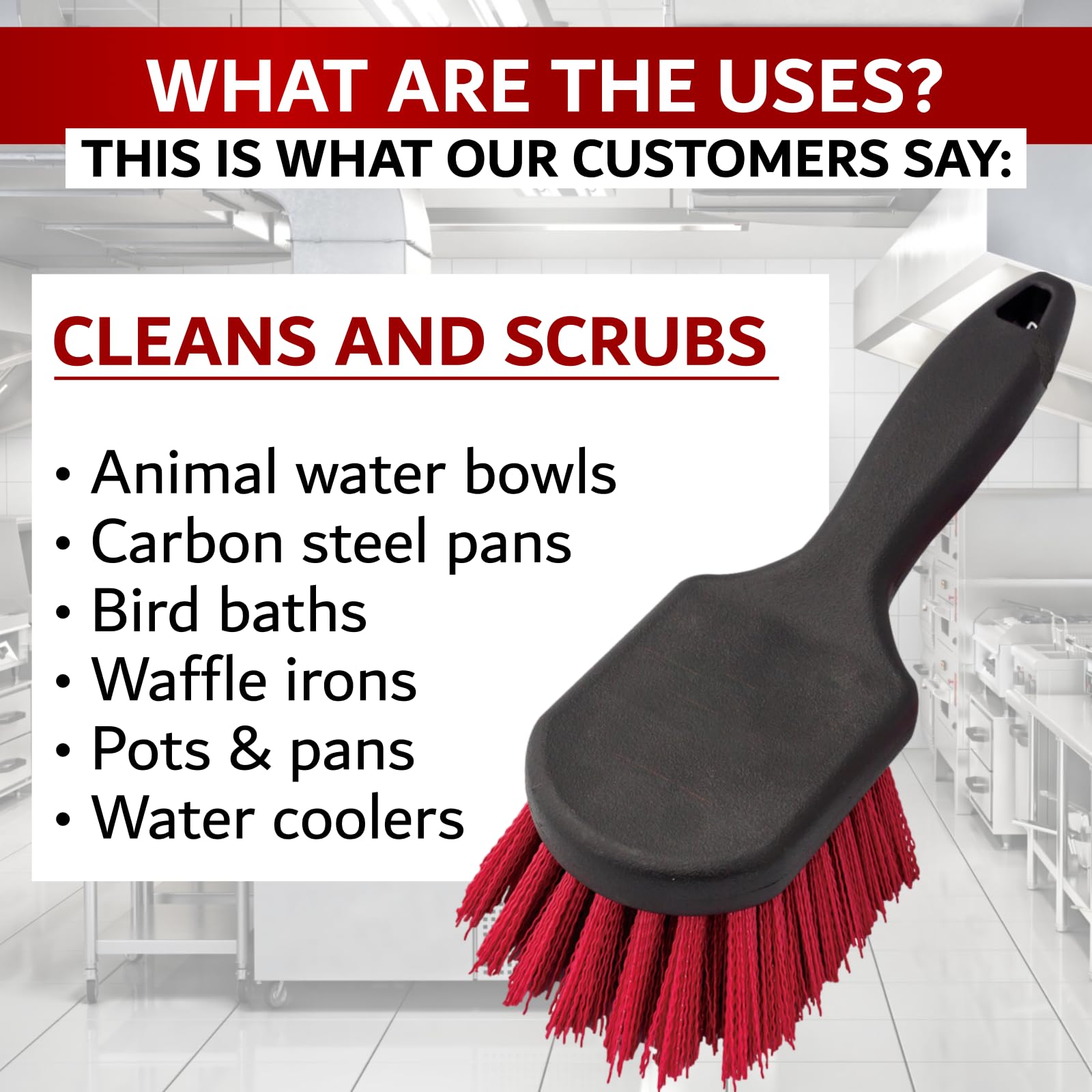 8'' Small Pot Dish Cleaning Brush, Heavy Duty Kitchen Scrubber Cleaning Brush, Stiff Bristles For Pots, Pans, Sink, Stoves, Dish