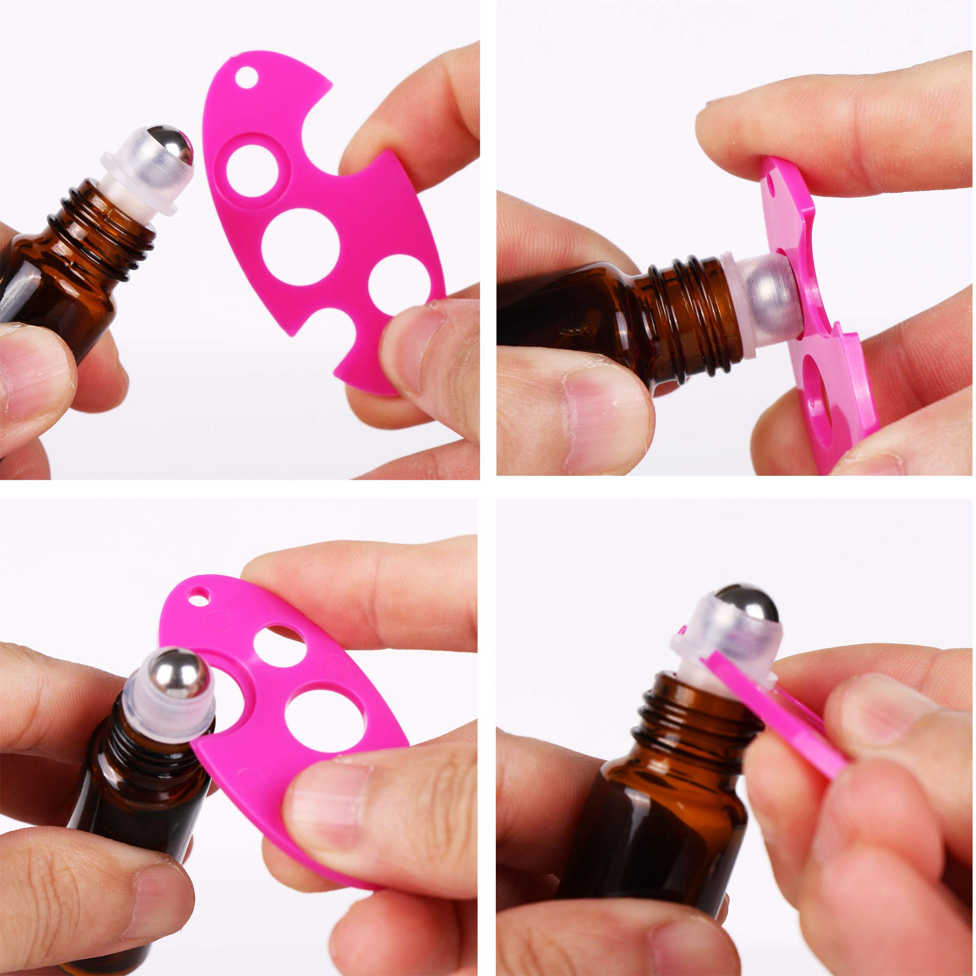 Inice 4 Pack Essential Oil Roller Bottles 10Ml Amber Glass Rollerball Bottle With Stainless Steel Roller Ball Alloy Cap For Dail