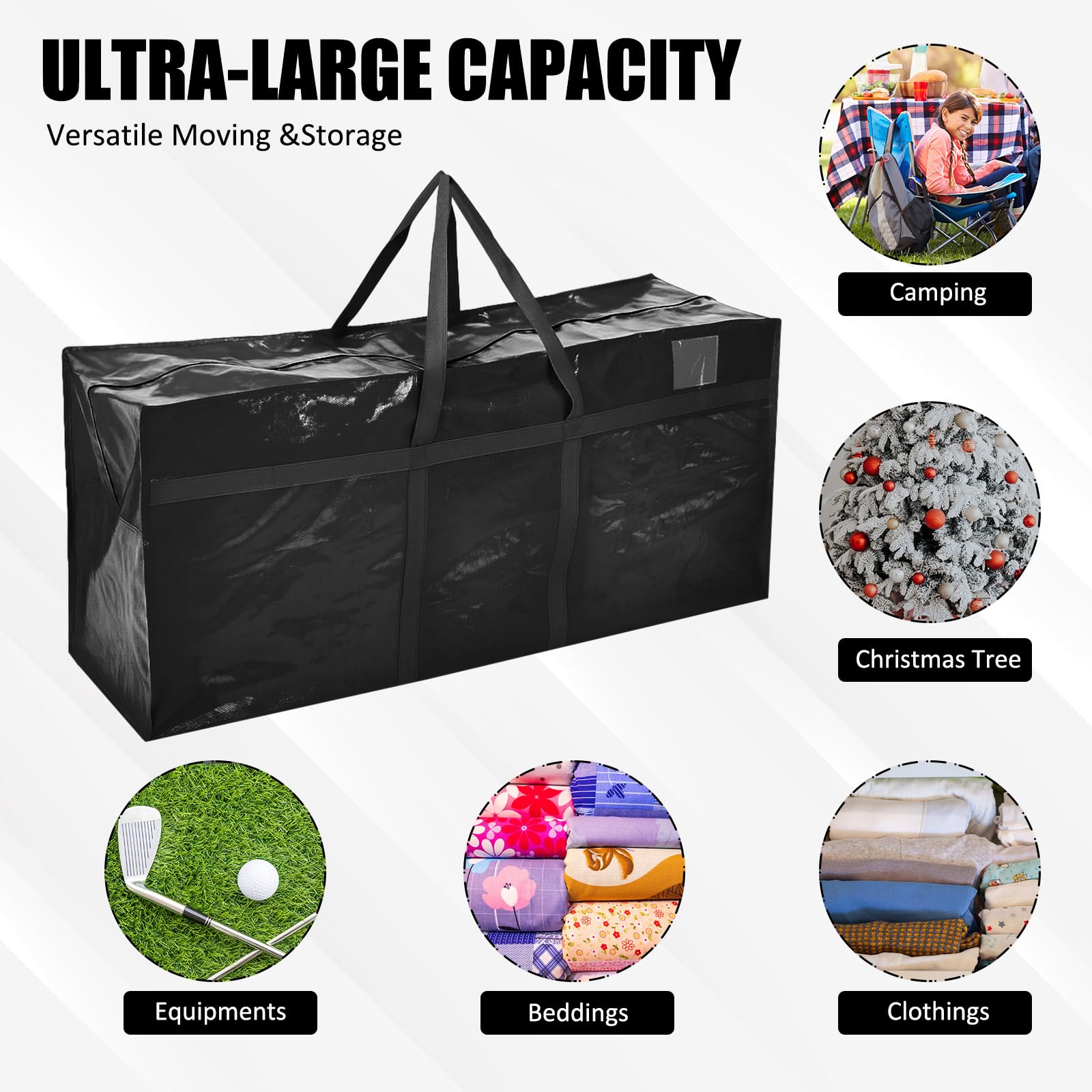 Clysee 4 Pcs 96 Gallon Large Moving Bags with Zipper and Handles Foldable Storage Duffle Bags Heavy Duty Extra Large Totes for C