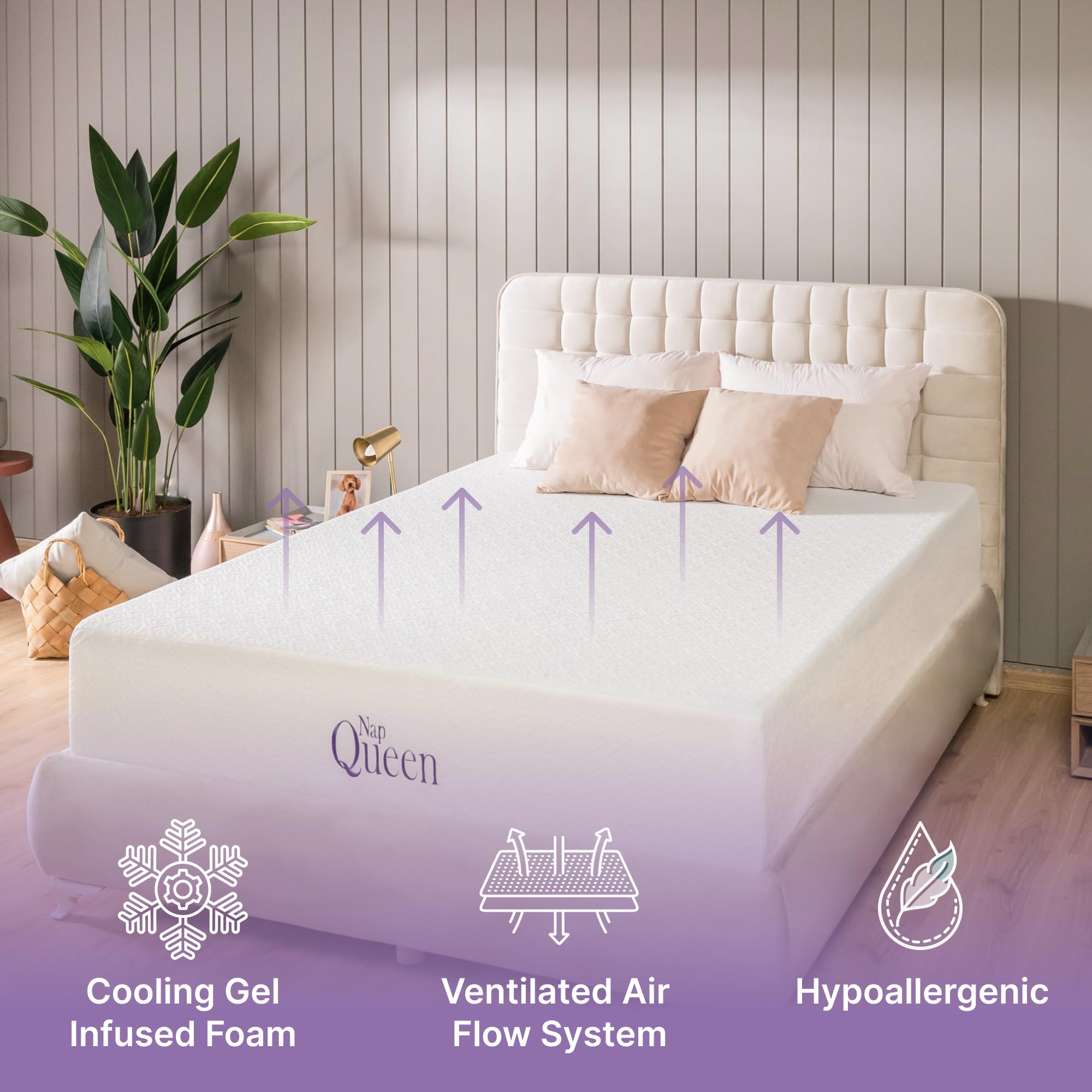 NapQueen Twin-XL Mattress  6 Inch Elizabeth Cooling Gel Memory Foam Mattress  Twin-XL Bed Mattress in a Box  CertiPUR-US Certified  Medium Firm  Breathable & Washable Soft Fabric Cover