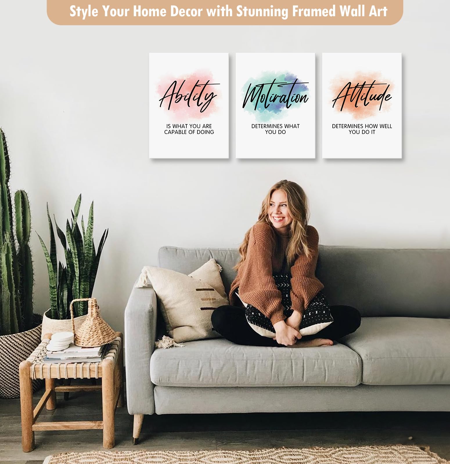 Gednzib Inspirational Wall Decor Motivational Wall Art For Office Wall Art - 3 Piece Canvas Wall Art Prints, Framed Poster For B