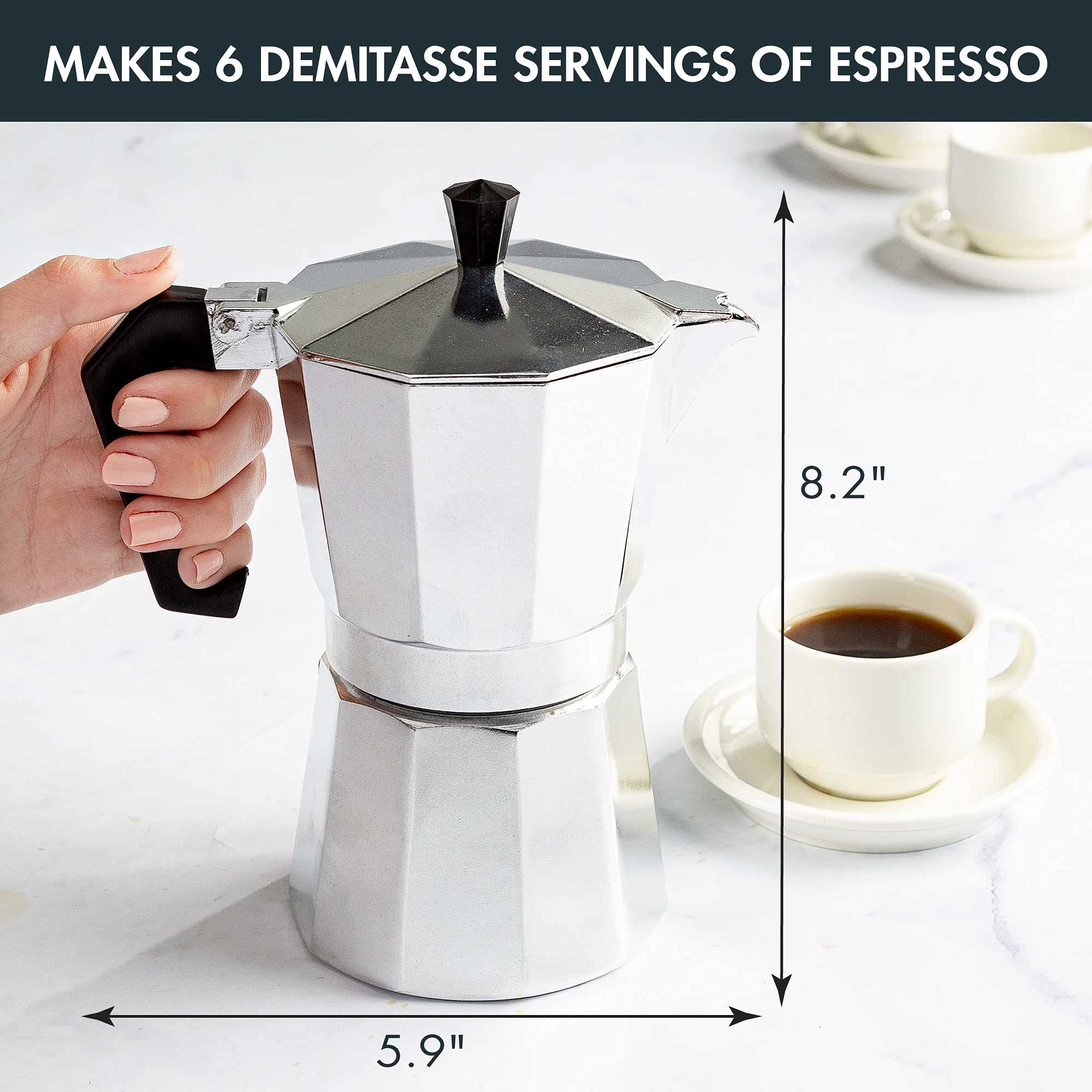Primula Stovetop Espresso Maker & Milk Frother Set, 6 Cup, Silver, Aluminum, Moka Pot for Italian & Cuban Coffee