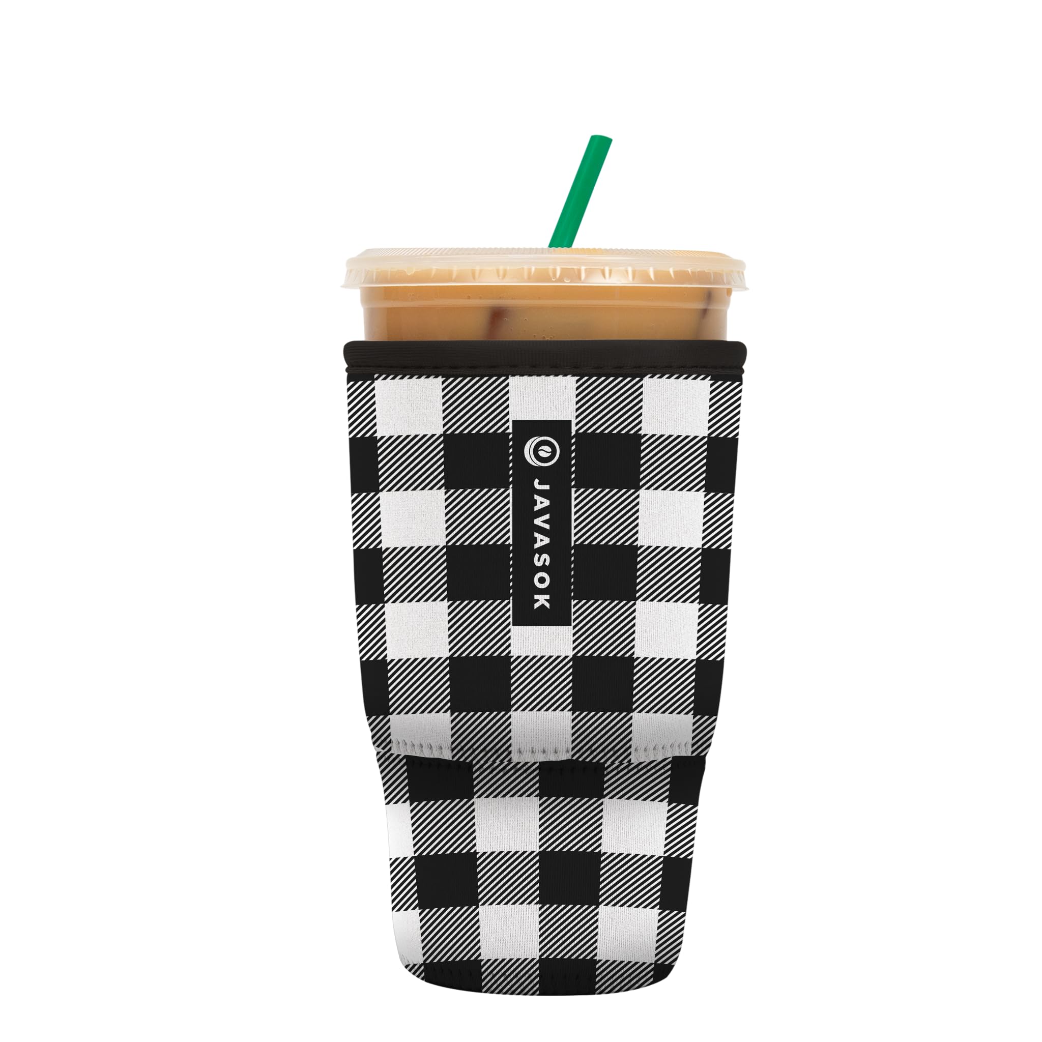 Sok It Java Sok Iced Coffee & Cold Soda Insulated Neoprene Cup Sleeve (B&W Buffalo Check, Large: 30-32Oz)