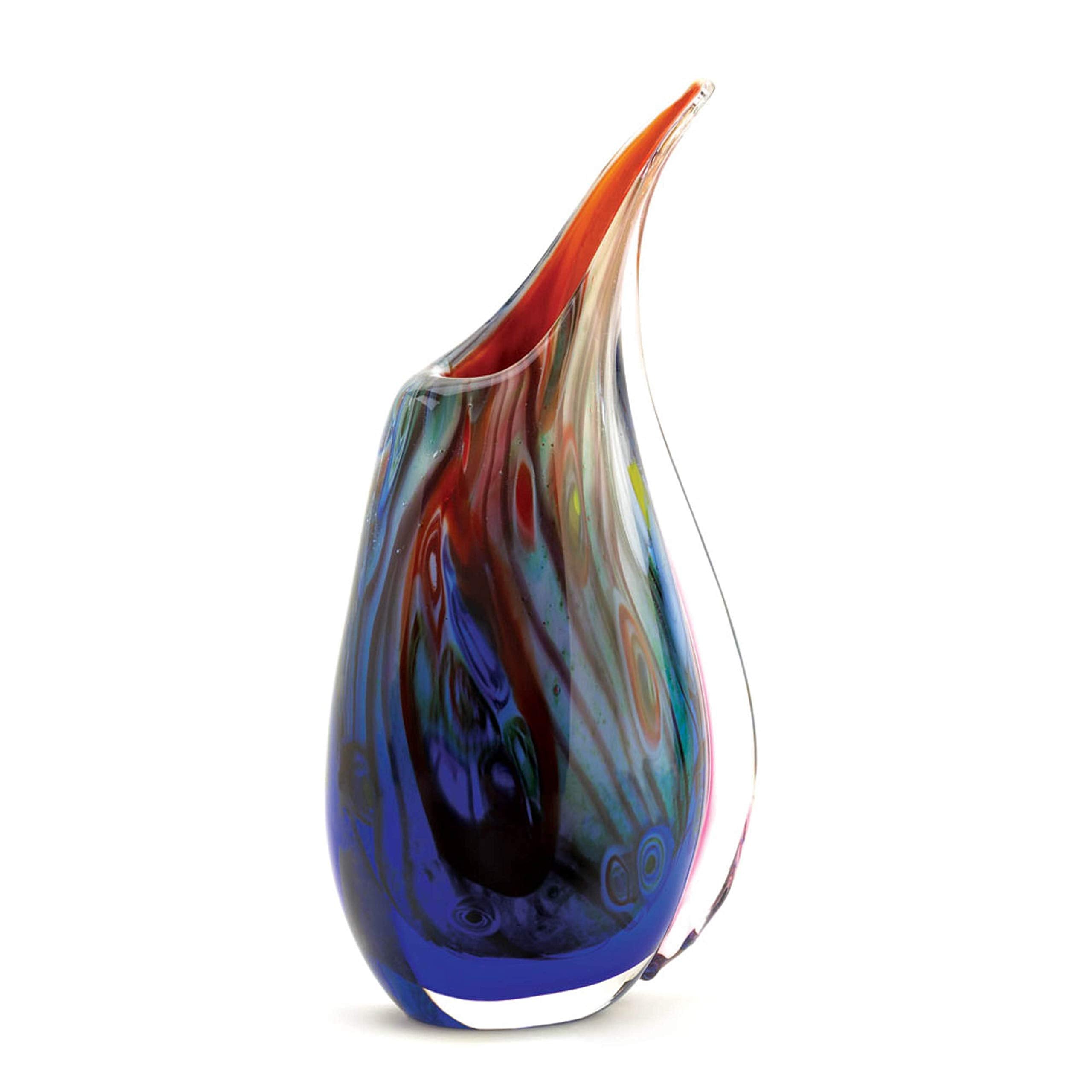Accent Plus Crimson Sunset Art Glass Vase 7.5x3.5x12.25