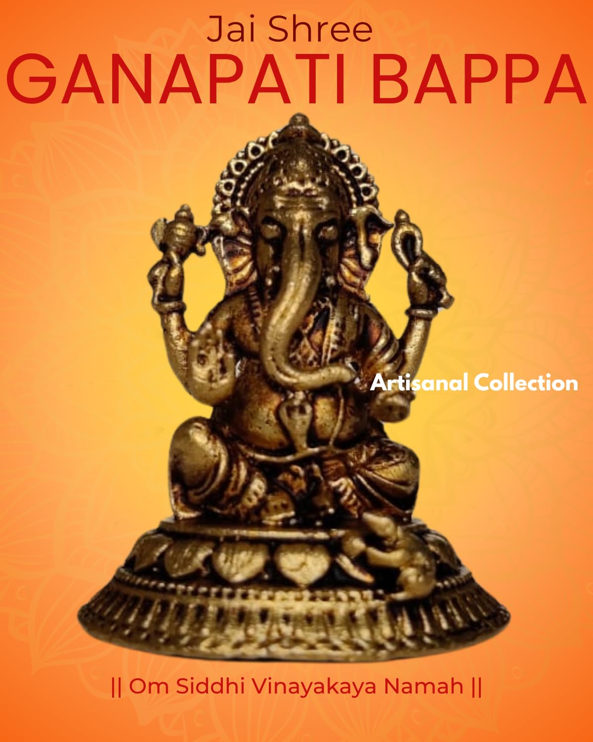 Artisanal Collection Pure Brass Lord Ganesha Idol For Home Decor, Car Dashboard & Pooja Room - Small Ganesh Ji Ki Murti Figurine