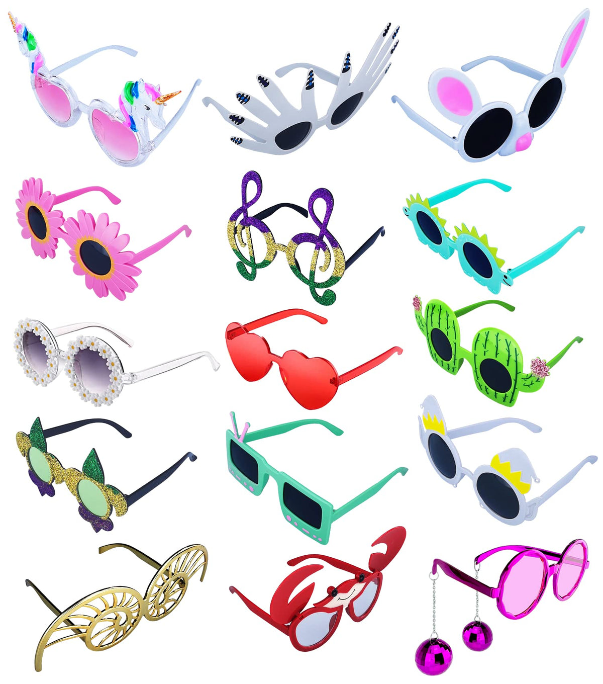 Td.Ives 12 Pack Funny Party Sunglasses, Novelty Fun Glasses, Cool Costume Masks For Adults, Kids, Party Favors, Photo Booth Prop