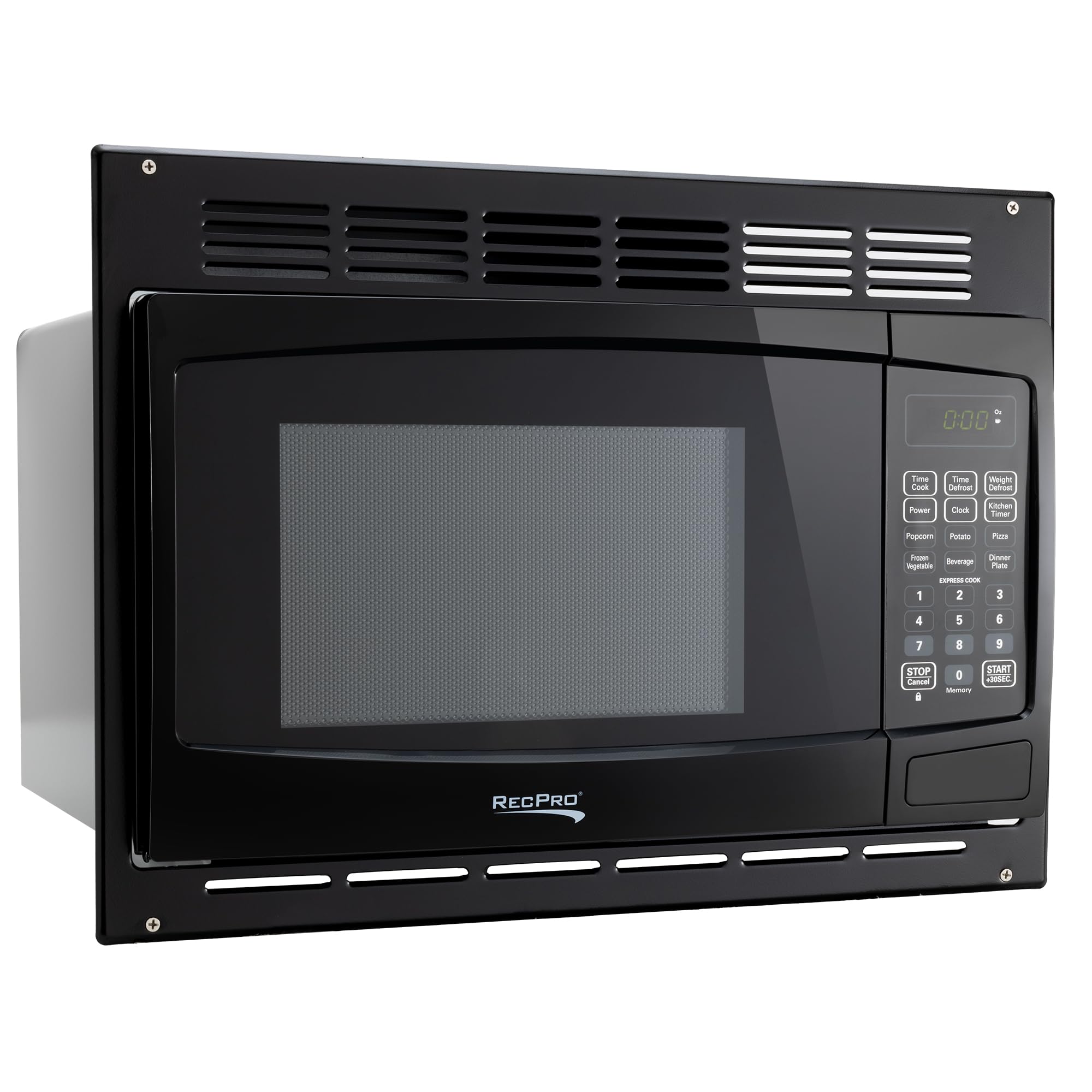Recpro Rv Microwave With Trim Kit | 1.0 Cu. Ft. | 900W | Direct Replacement For Greystone And High Pointe (Black)