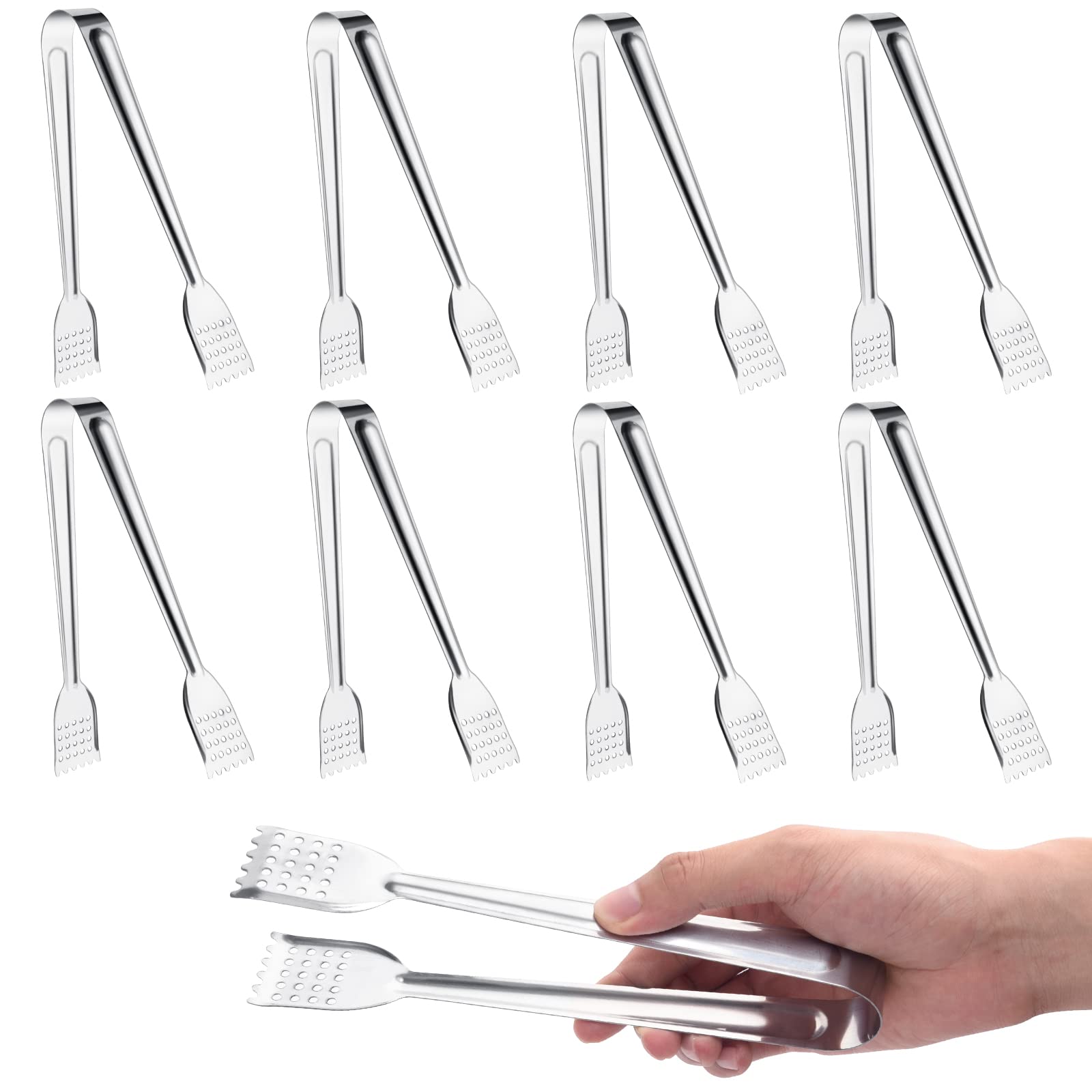8 Pack Serving Tongs By Tcoin, 7 Inch Functional Small Tongs For Serving Food For Parties And Holiday Get-Togethers, Food Tongs