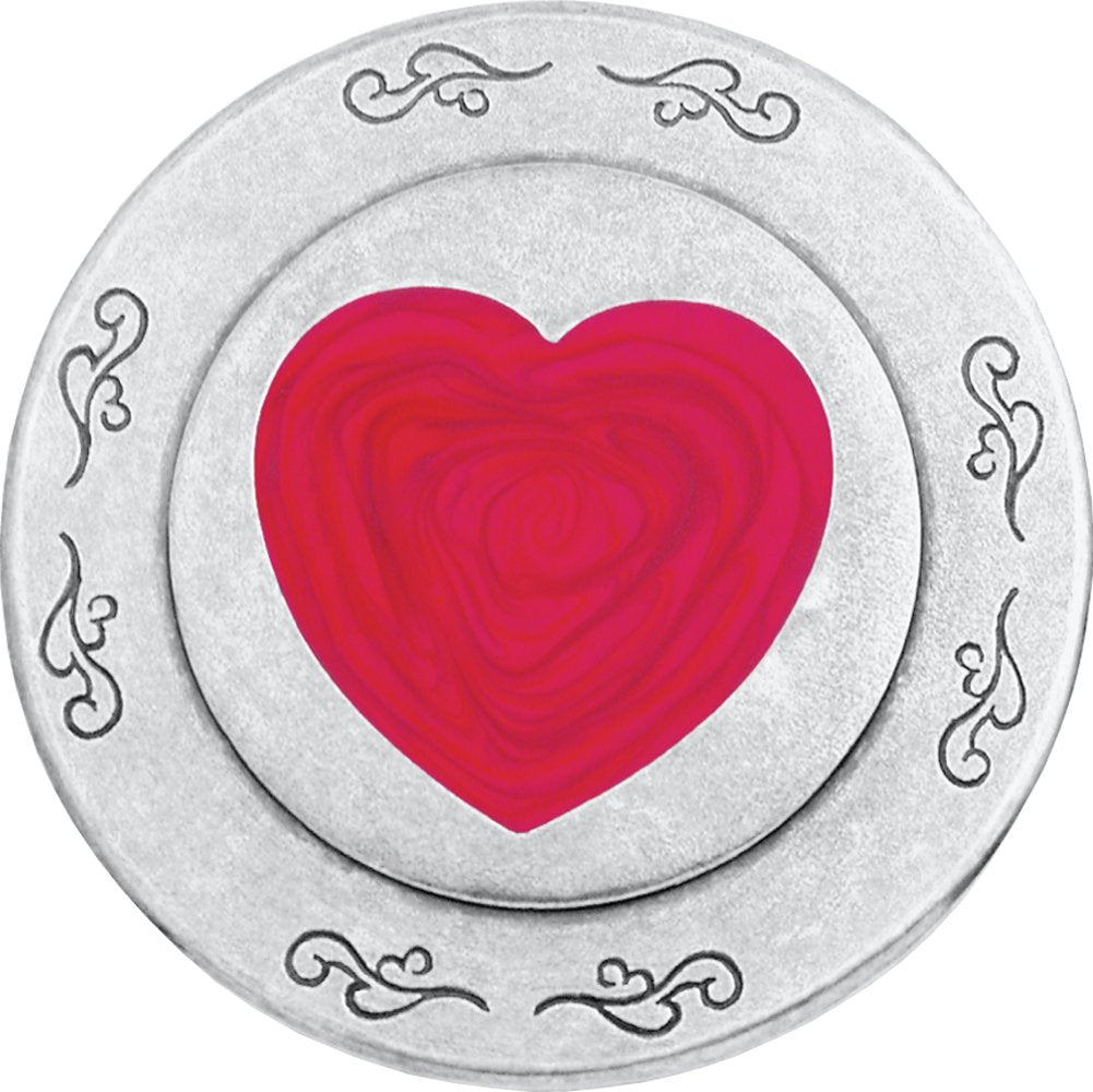 Danforth - Hearts Pewter Purse Mirror (Red) - 3 1/2 Inch Diameter - Gift Boxed
