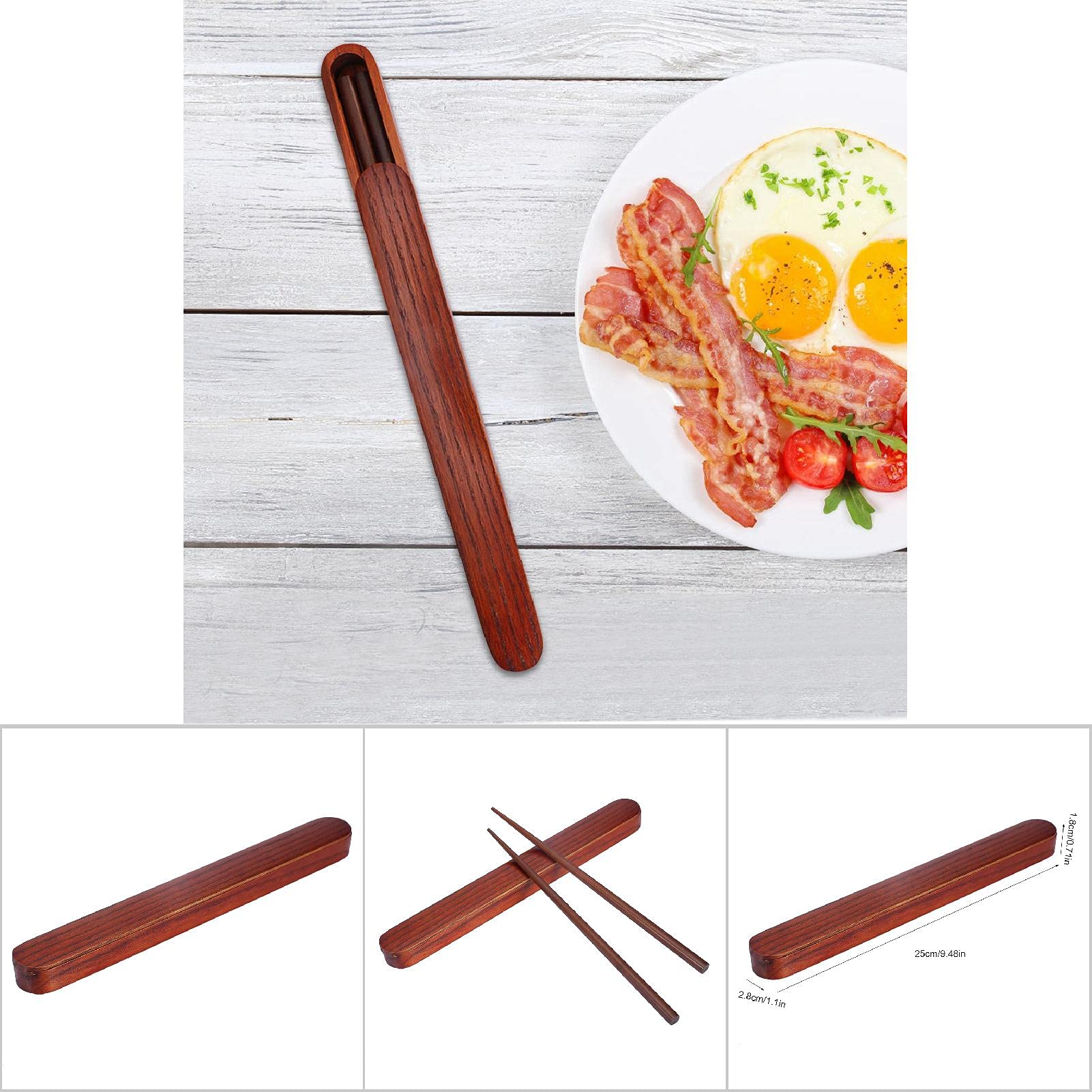 Wooden Chopsticks, Portable Wooden Chopsticks With Pull Out Wood Color Chopsticks Box Case Tableware Dinnerware For Outdoor Trav