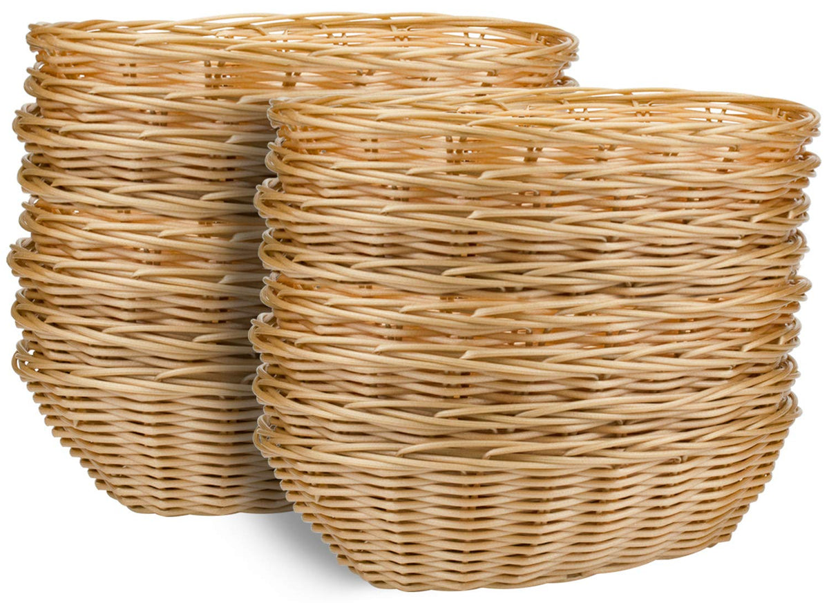 Yesland 16 Pack Plastic Oval Basket, Food Storage Basket & Fruit Basket, 8-3/4 X 6-1/4 X 2-3/4 Inches Basket Bin For Kitchen, Re