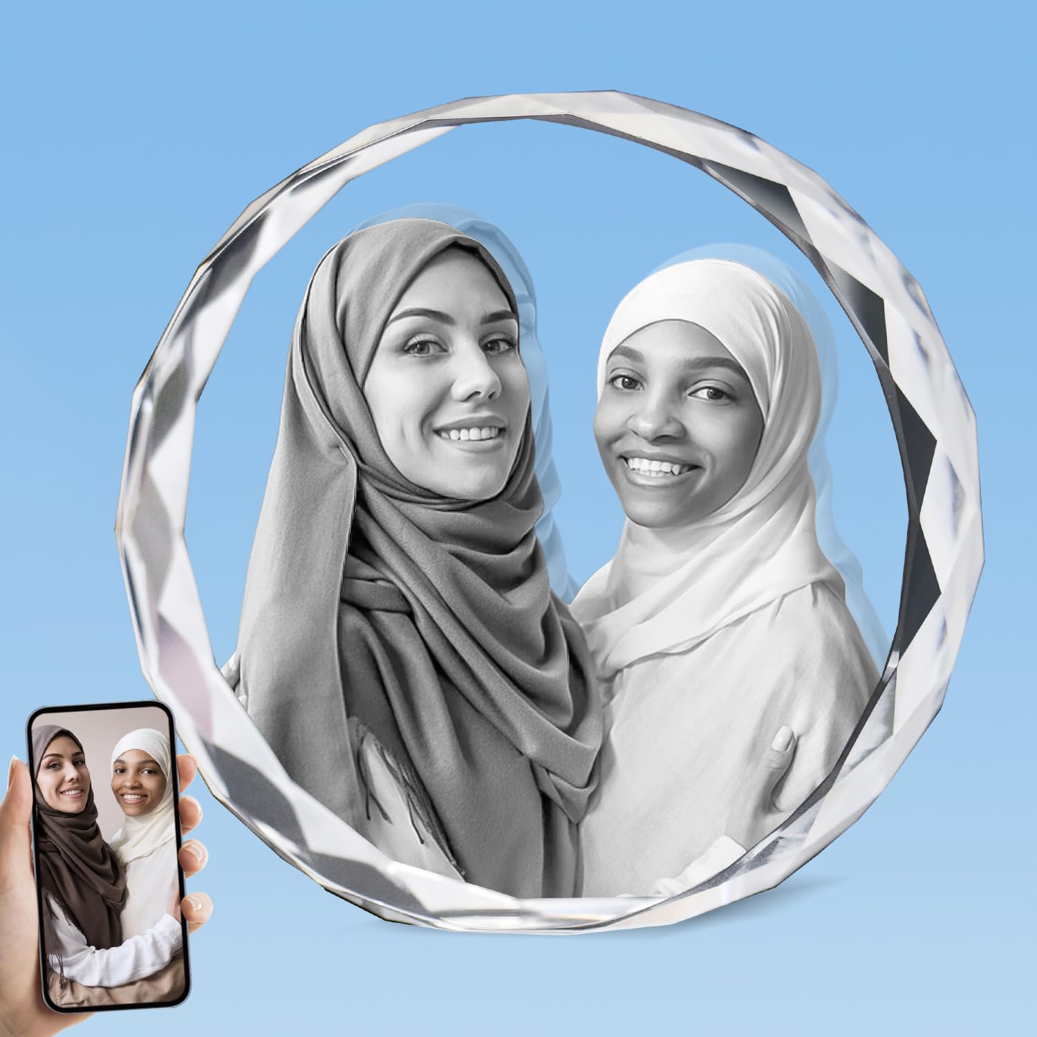 HAN S LASER 3D Crystal Photo, Personalized Gift with Your Own Photo, Unique Mothers Day,Birthday Gift for Women, Mother, Wife, H