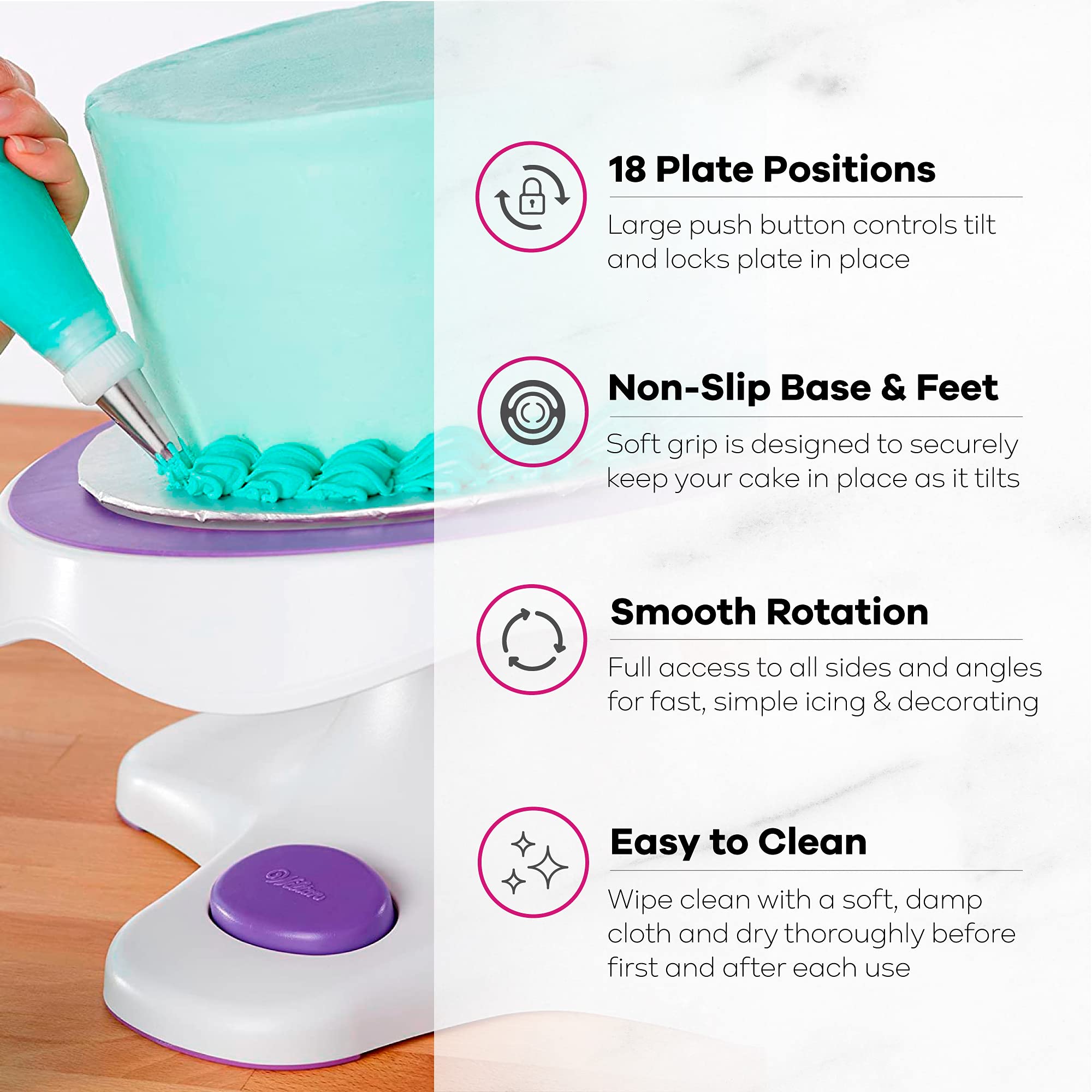 Wilton Tilt-N-Turn Ultra Cake Turntable And Cake Stand - Decorate Cakes With A Smooth Turning And Easy Tilting Turntable, Non-Sl