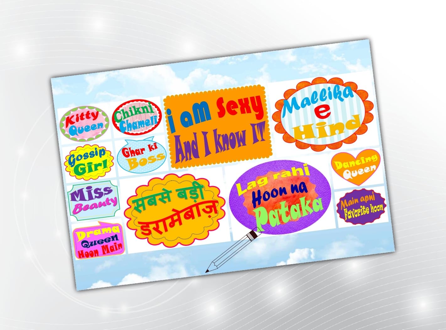 PartyStuff Ladies Theme Props  Ladies Rectangle Speech Bubbles 1 (12 Cards)