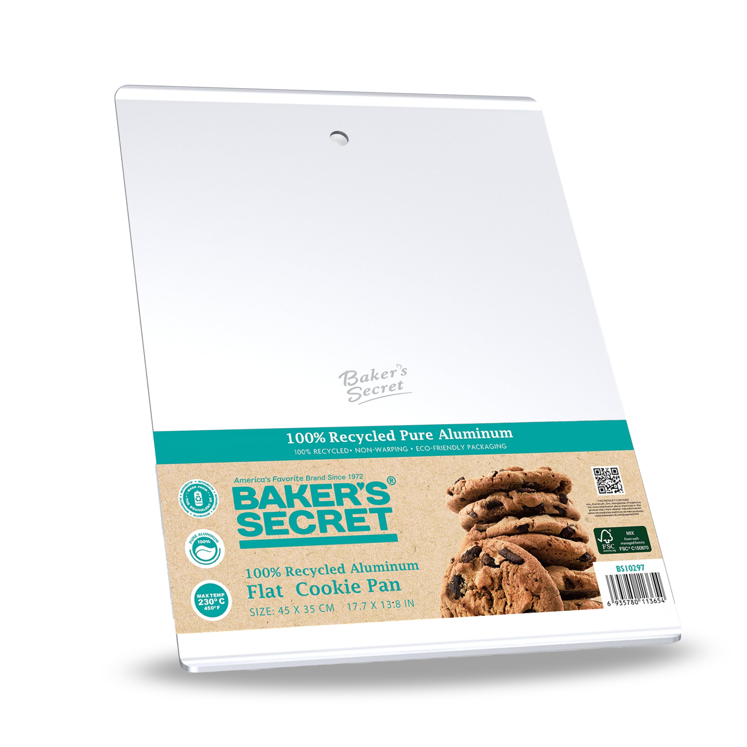 Baker'S Secret Extra Thick -2.7Mm- Pure Aluminum Large Flat Cookie Sheet 18'' X 14'', 100% Recycled Aluminum Flat Baking Sheet C