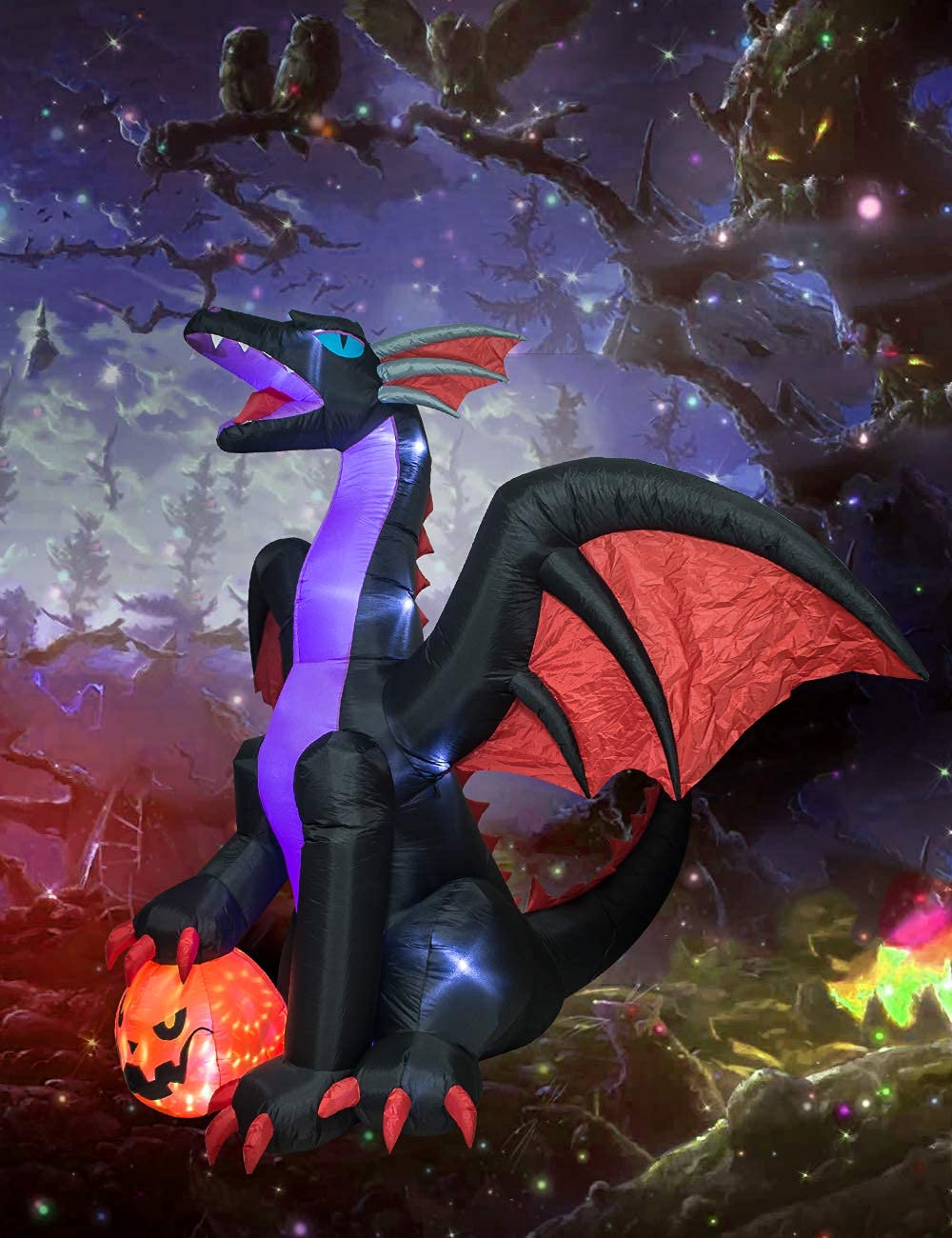 TRMESIA 8Ft Halloween Inflatable Huge Dragon Decoration Outdoor,Halloween Blow up Dragon for Indoor Backyard Garden Lawn Decorat