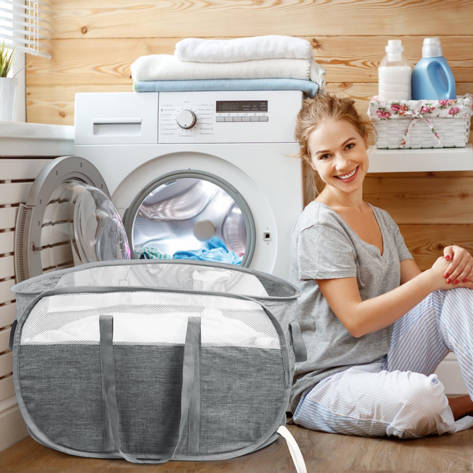 Collapsible Laundry Baskets, Tear Proof Pop Up Laundry Hamper With Dual Handles, Durable Foldable Laundry Basket, Easy To Carry