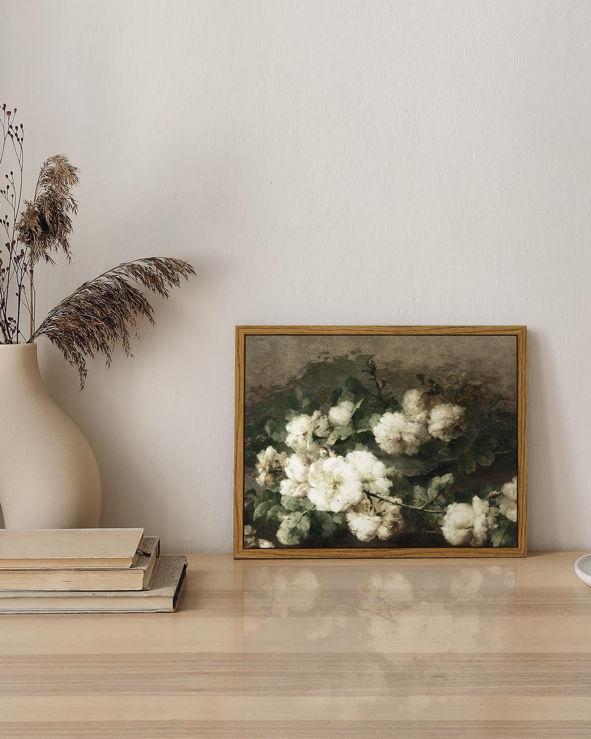 Insimsea Framed Canvas Wall Art Vintage Decor, Vintage Flower Pictures Decor Aesthetic, Samll Wall Art, Desk Shelf Decor, Floral